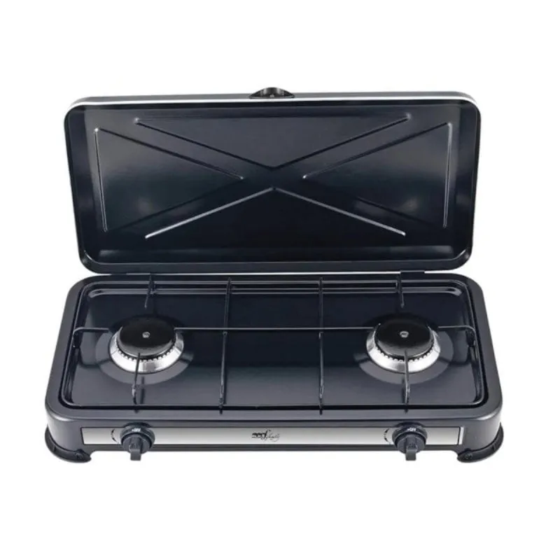 Fornello a gas Melchioni Family Minerva New 2 portatile 2 fuochi nero esterno - immagine 1