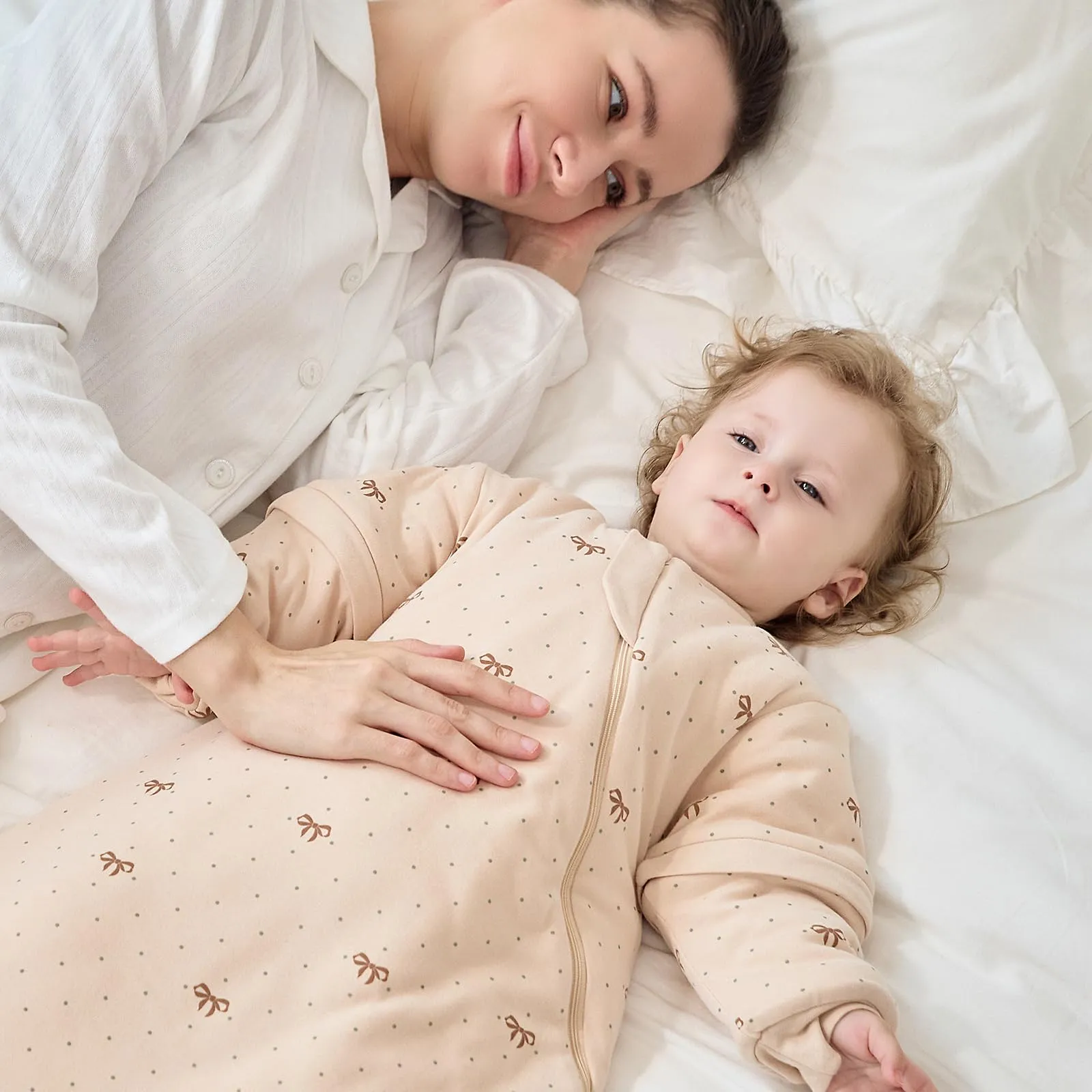 Mosebears Sacco Nanna Invernale 2,5 TOG con Maniche Staccabili, Khaki, 24-36 Mesi - immagine 8