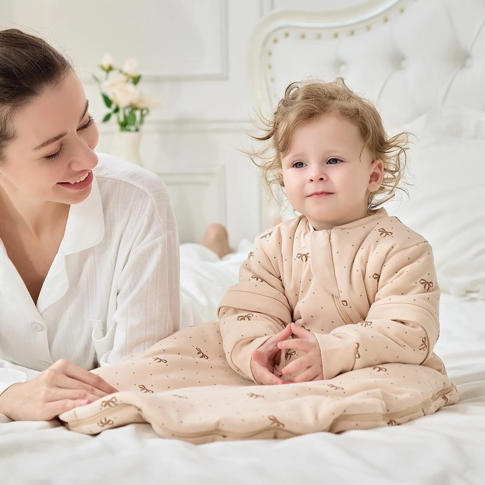 Mosebears Sacco Nanna Invernale 2,5 TOG con Maniche Staccabili, Khaki, 6-14 Mesi - immagine 2