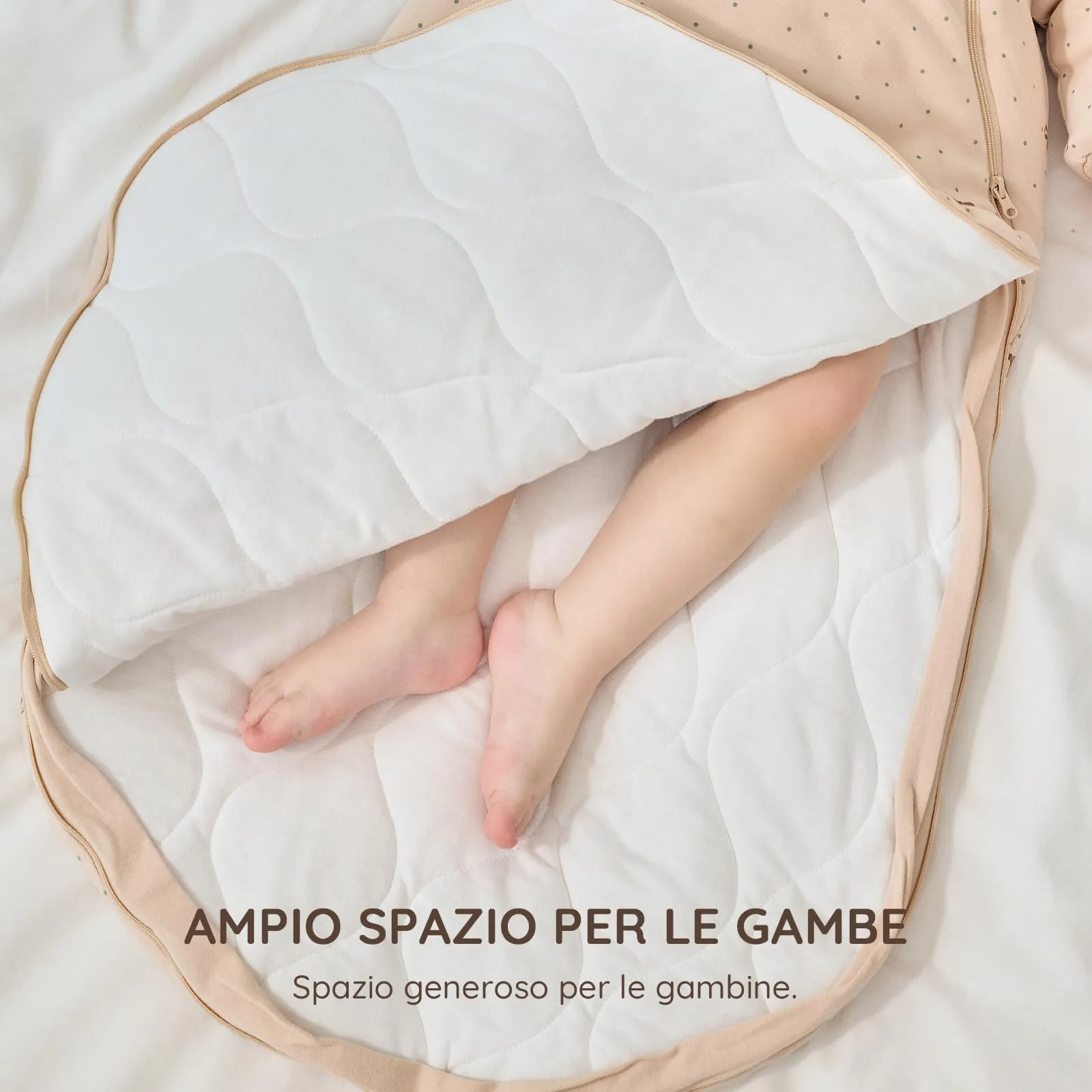 Mosebears Sacco Nanna Invernale 2,5 TOG con Maniche Staccabili, Khaki, 6-14 Mesi - immagine 5