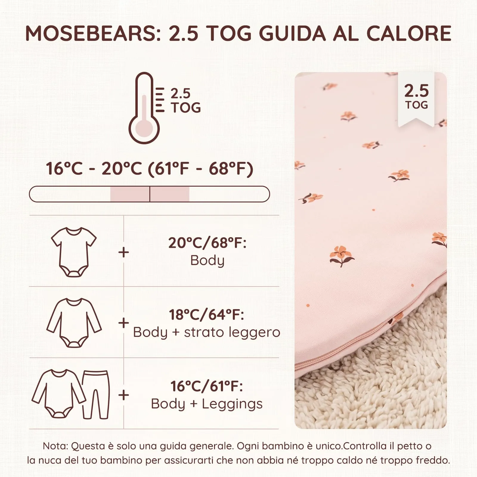 Mosebears Sacco Nanna Invernale 2,5 TOG con Maniche Staccabili, Pink, 0-6 Mesi - immagine 6