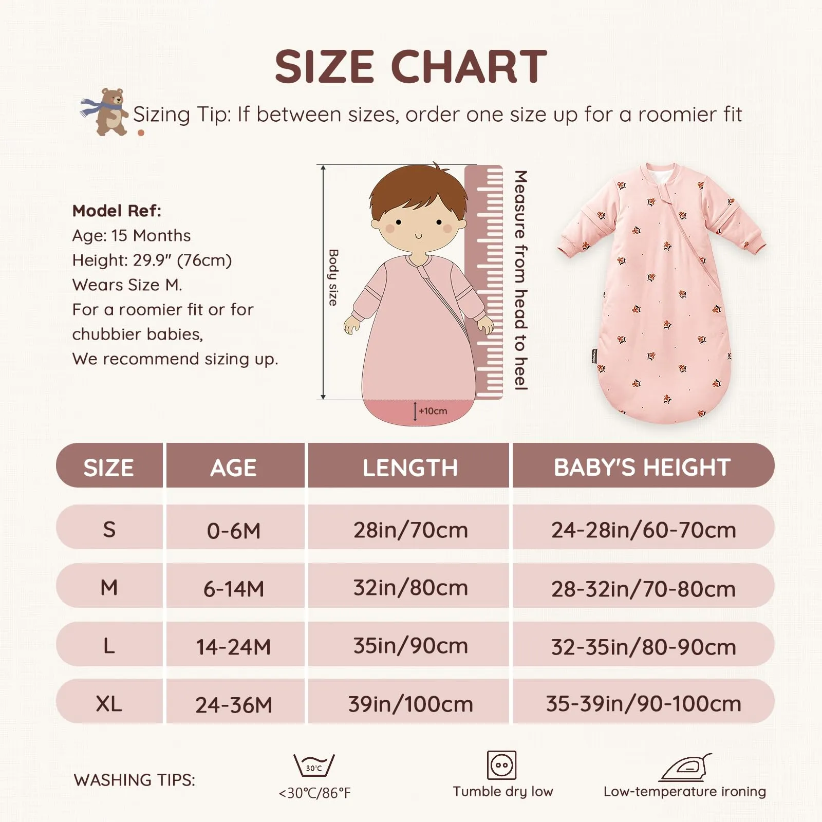 Mosebears Sacco Nanna Invernale 2,5 TOG con Maniche Staccabili, Pink, 24-36 Mesi - immagine 7