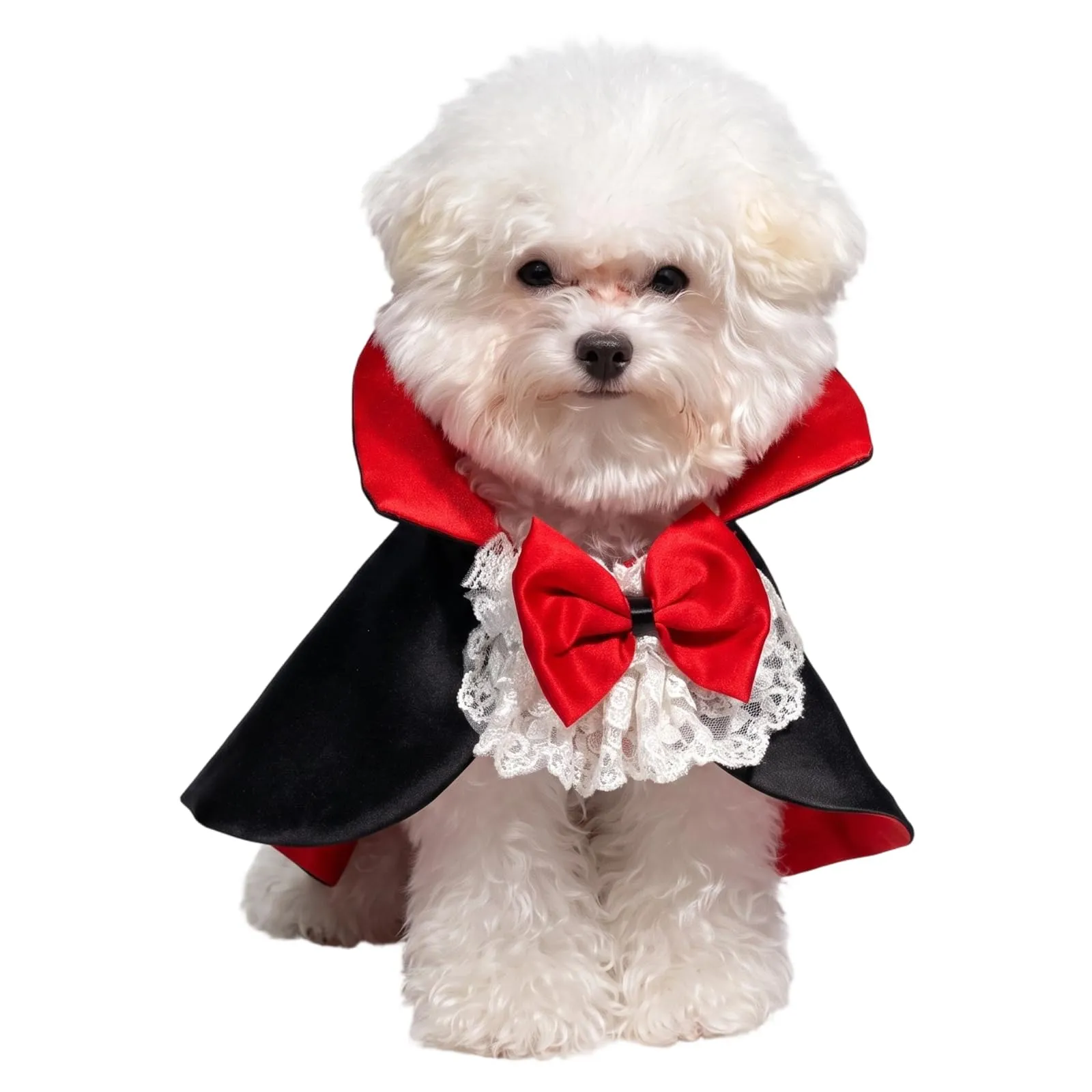Mantello Halloween per Gatti e Cani Taglia L, Costume Halloween Gatto con Farfallino, Mantello per Animali Domestici per Travestimento Festa e Cosplay - immagine 1