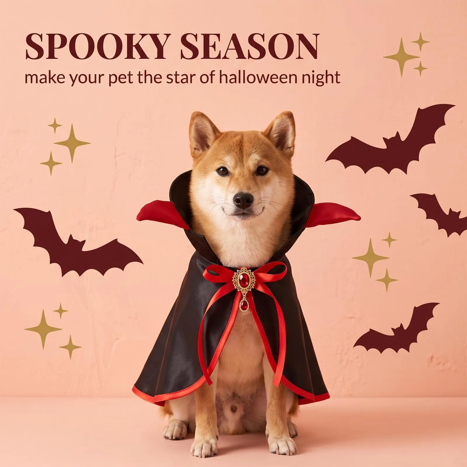 Mantello Halloween Gatto Cane - Costume Halloween Gatto Rosso Taglia M, Mantello Halloween Animali per Travestimento Festa, Vestito Carnevale per Gatti e Cani Piccoli - immagine 2