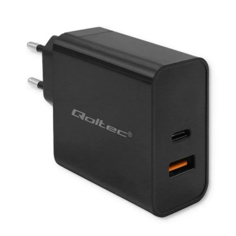 Qoltec Cargatore PD Super Veloce 1xUSB-C 1xUSB-A 65W Nero - immagine 1