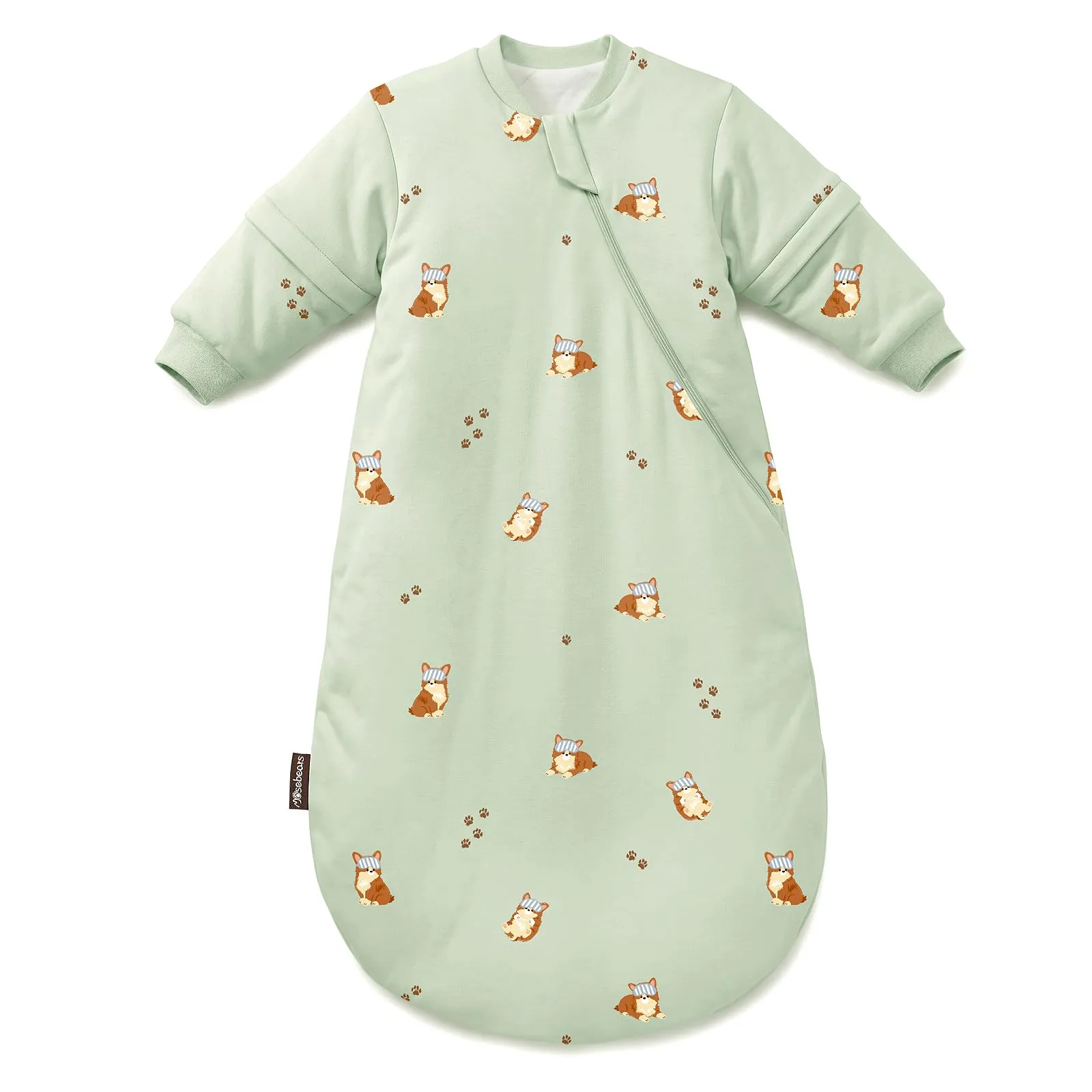 Mosebears Sacco Nanna Invernale 2,5 TOG con Maniche Staccabili, Green, 6-14 Mesi - immagine 1