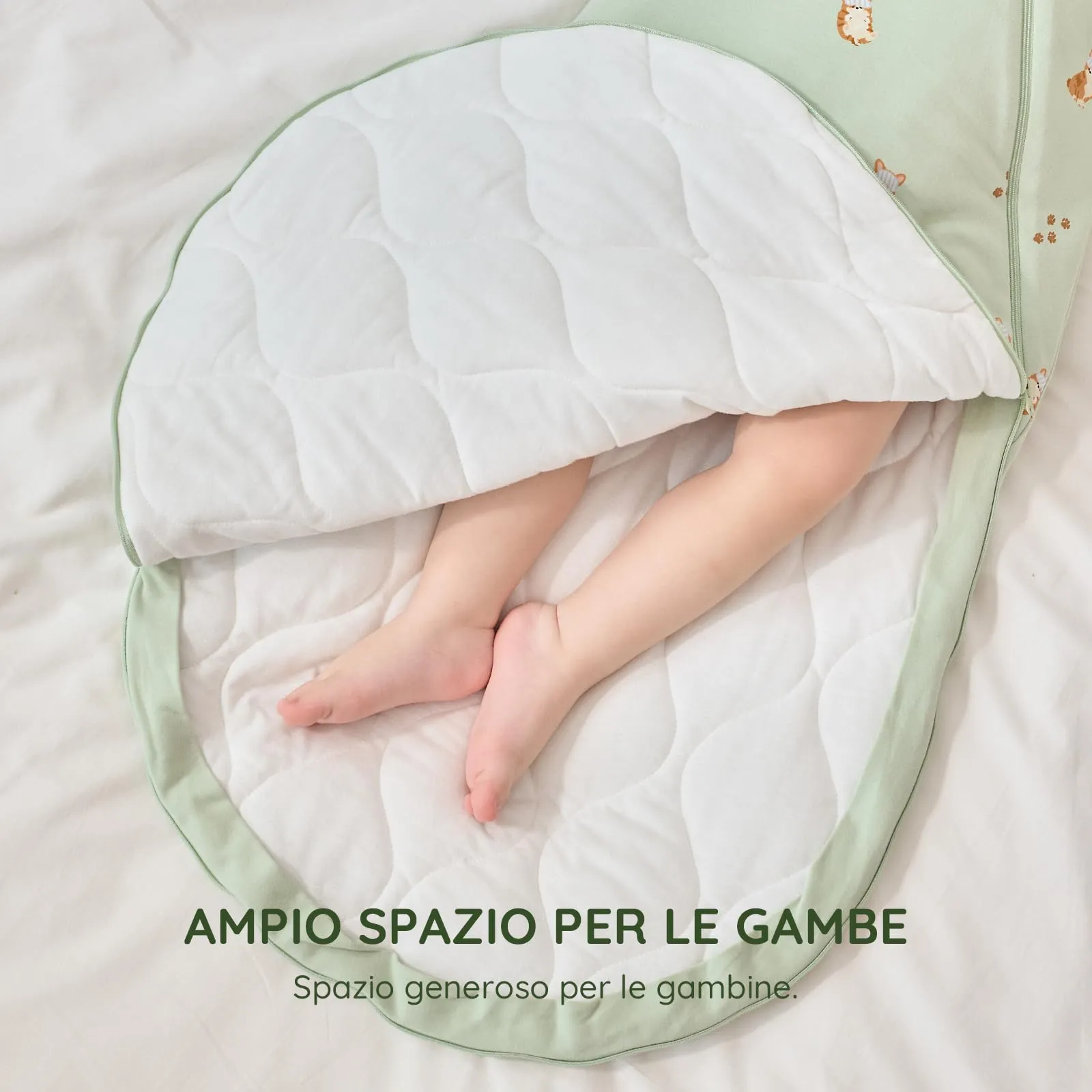 Mosebears Sacco Nanna Invernale 2,5 TOG con Maniche Staccabili, Green, 6-14 Mesi - immagine 5