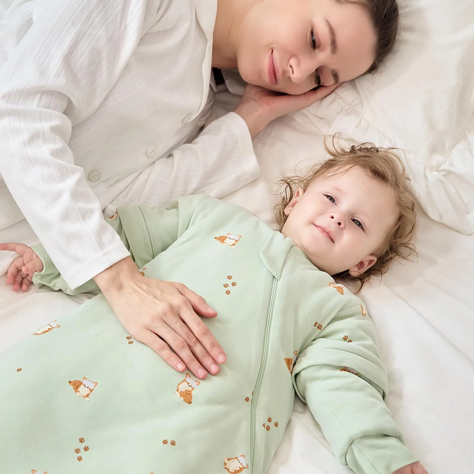 Mosebears Sacco Nanna Invernale 2,5 TOG con Maniche Staccabili, Green, 6-14 Mesi - immagine 8
