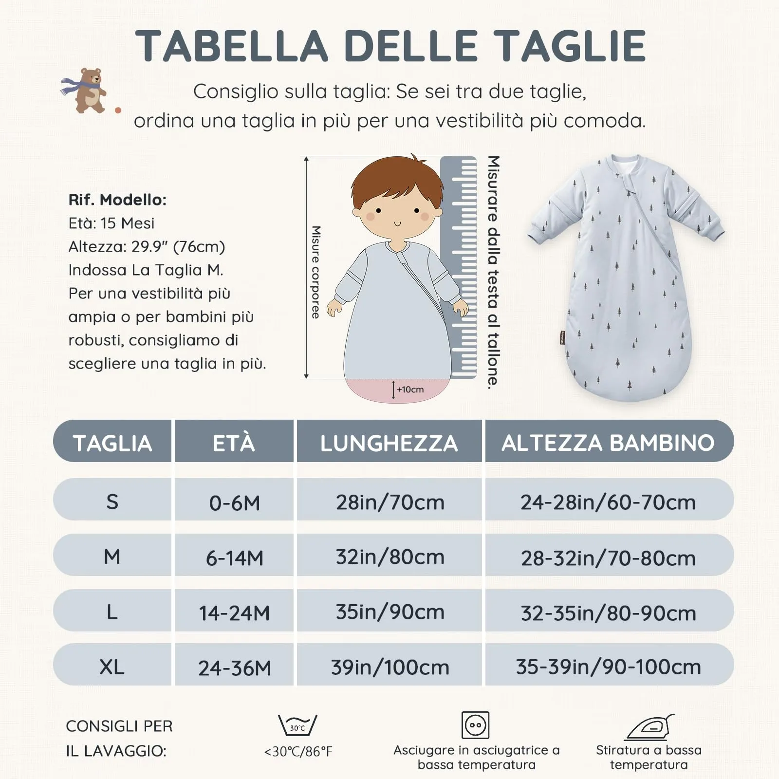 Mosebears Sacco Nanna Invernale 2,5 TOG con Maniche Staccabili, Blue, 24-36 Mesi - immagine 7