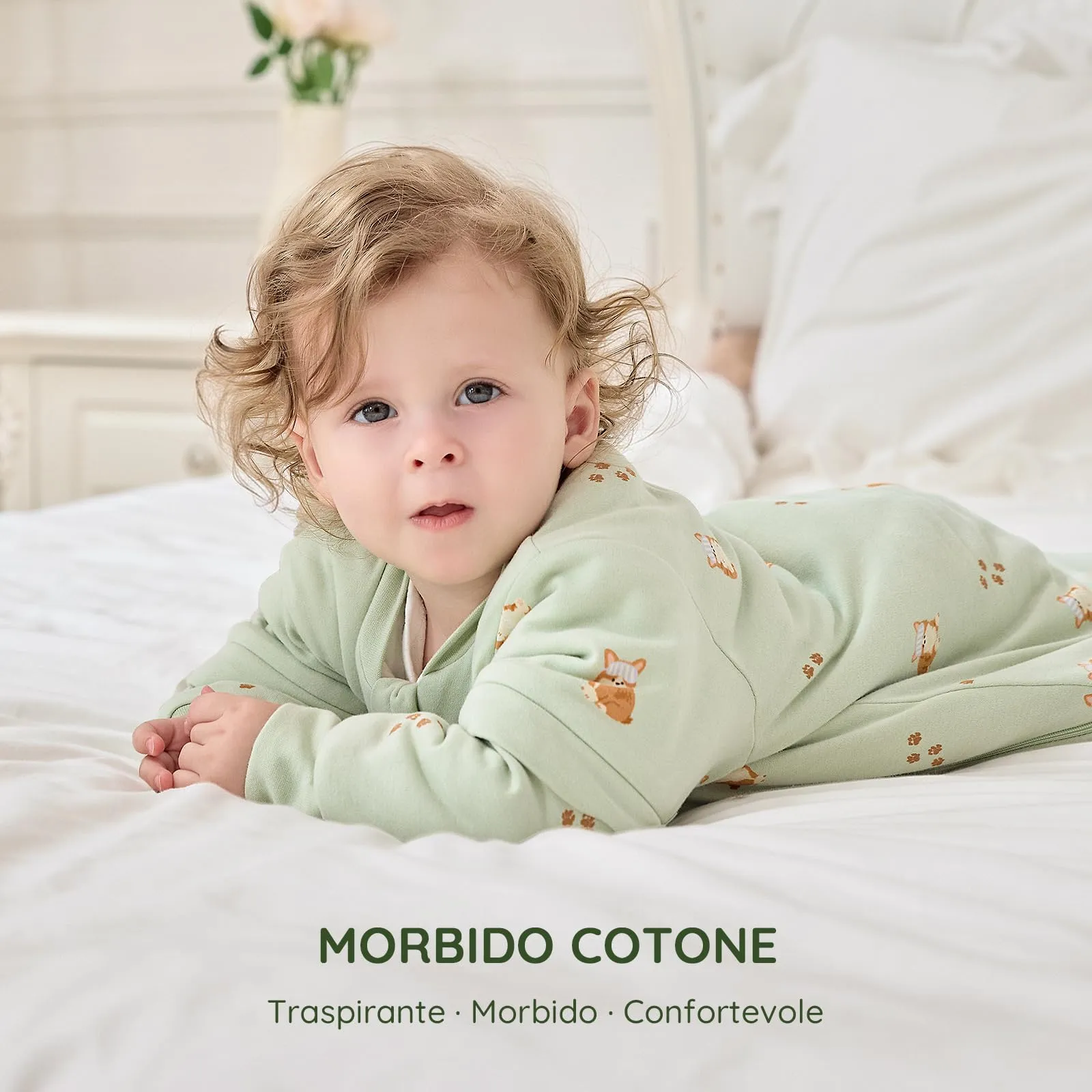 Mosebears Sacco Nanna Invernale 2,5 TOG con Maniche Staccabili, Green, 24-36 Mesi - immagine 3