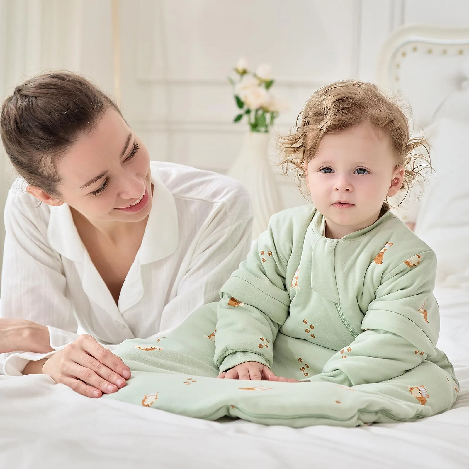 Mosebears Sacco Nanna Invernale 2,5 TOG con Maniche Staccabili, Green, 14-24 Mesi - immagine 2
