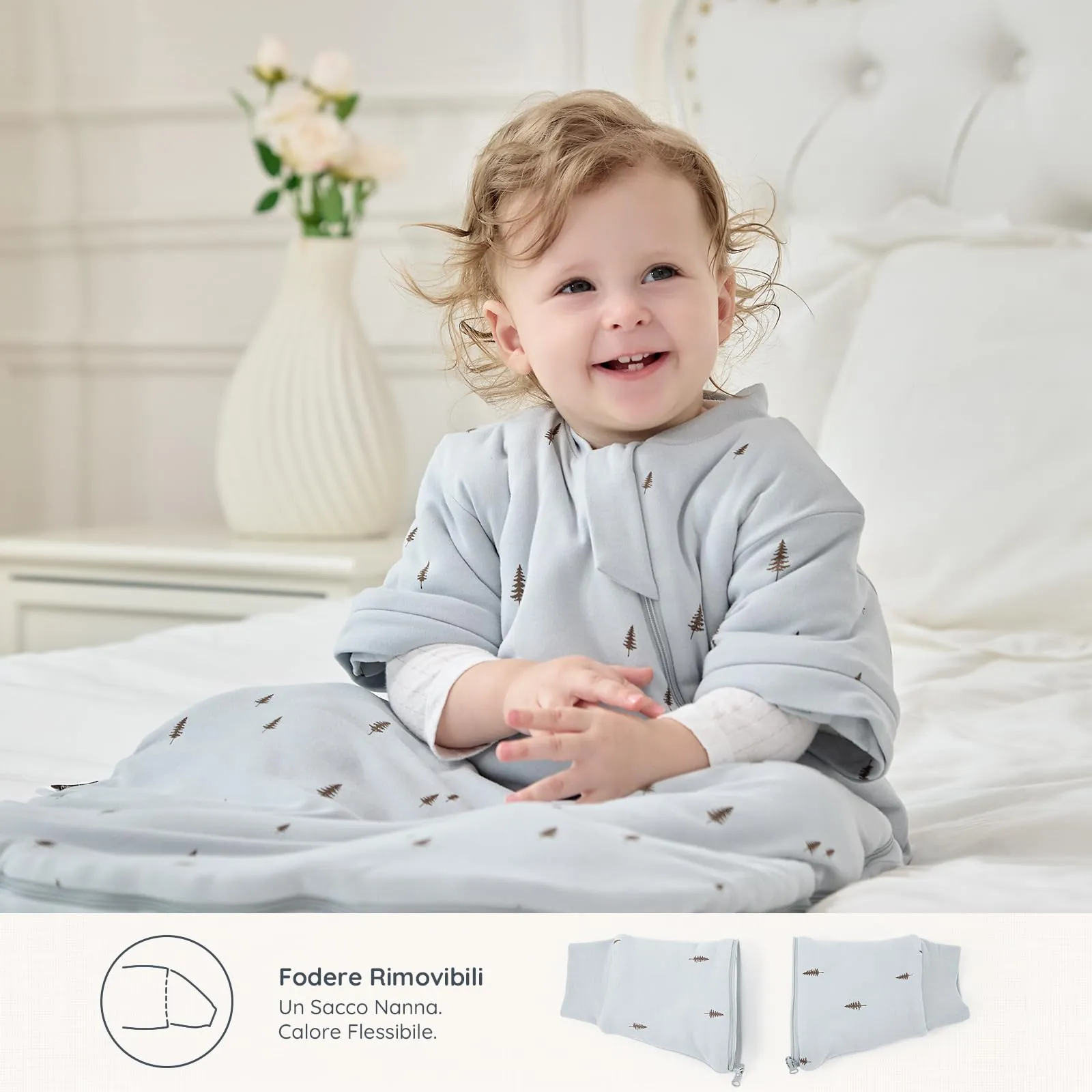 Mosebears Sacco Nanna Invernale 2,5 TOG con Maniche Staccabili, Blue, 14-24 Mesi - immagine 4