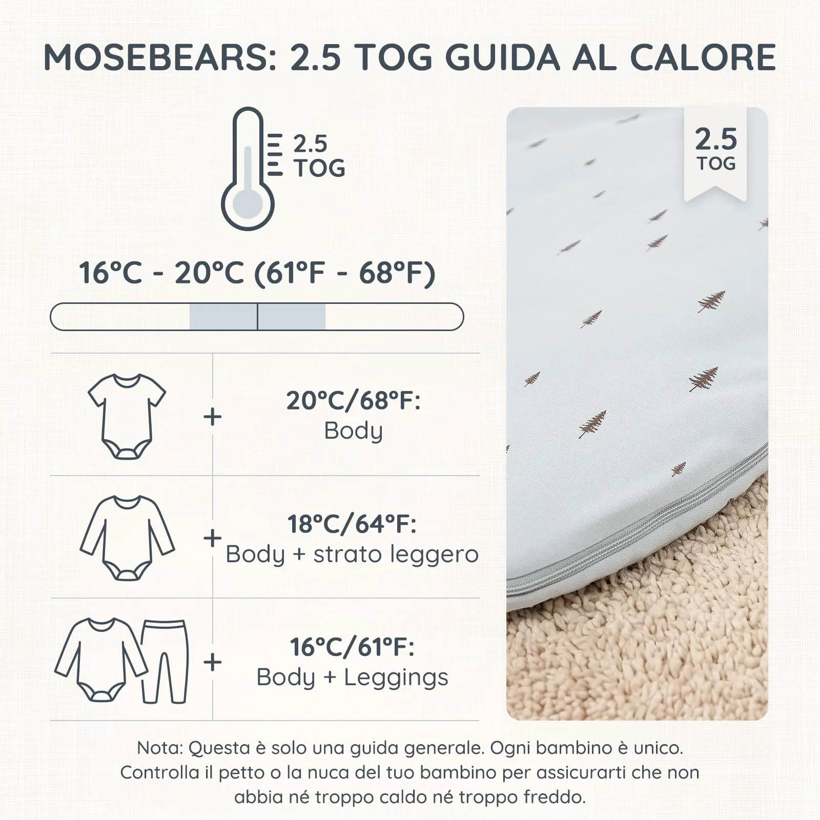 Mosebears Sacco Nanna Invernale 2,5 TOG con Maniche Staccabili, Blue, 14-24 Mesi - immagine 6