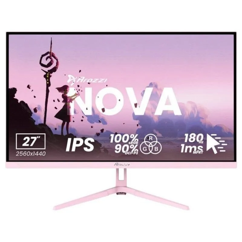 Monitor PC Arozzi Nova 27" Quad HD 180Hz IPS 1ms Altoparlanti Rosa - immagine 1