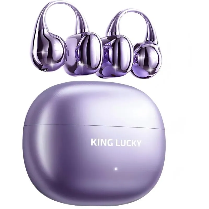 Auricolari Kinglucky Clip-on wireless Bluetooth 5.4 con Cancellazione Rumore, Microfono e IPX5, viola - immagine 1