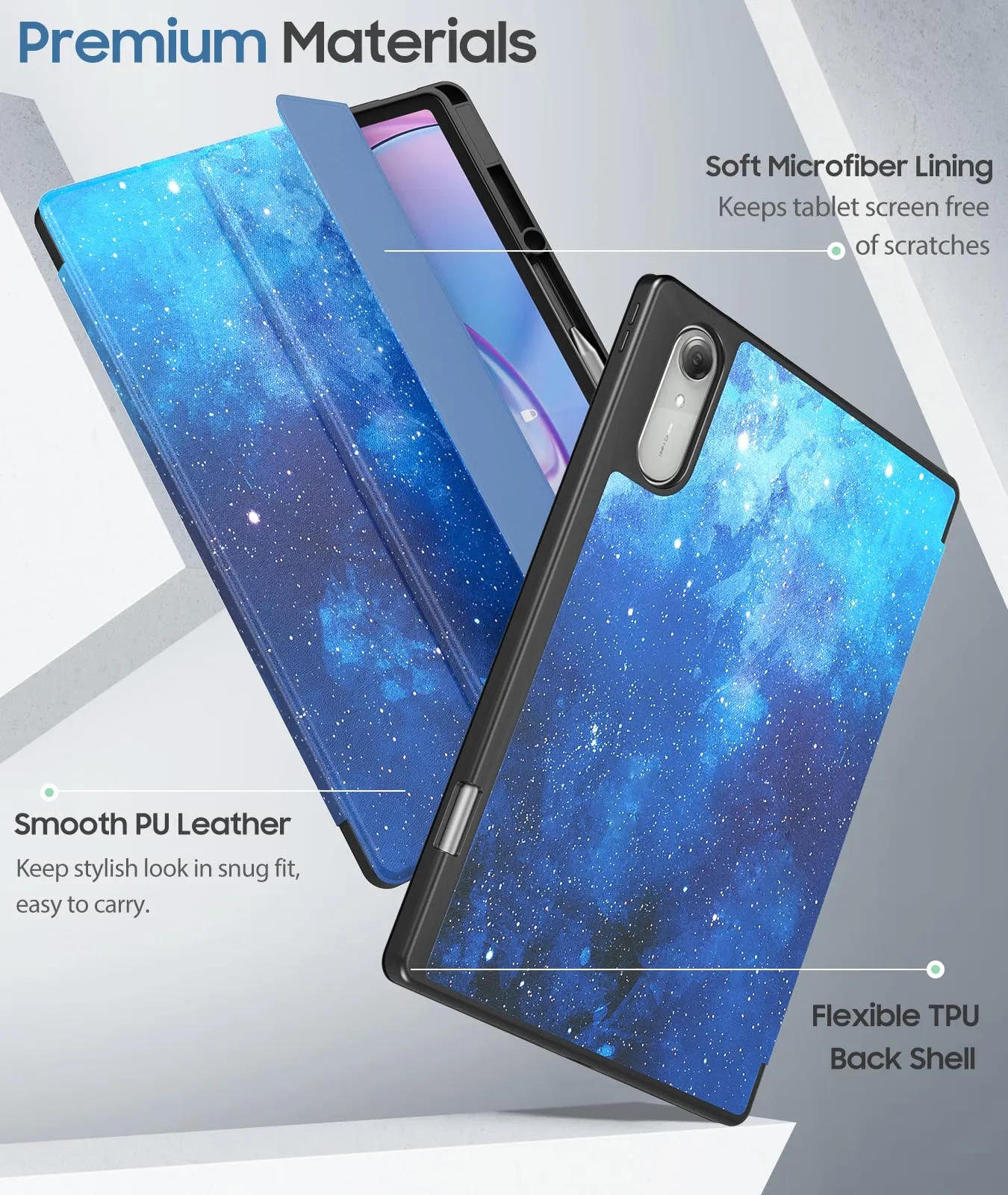 MoKo Cover per Lenovo Idea Tab Pro Gen 2 13" con Porta Penna, StellatoBlu - immagine 3