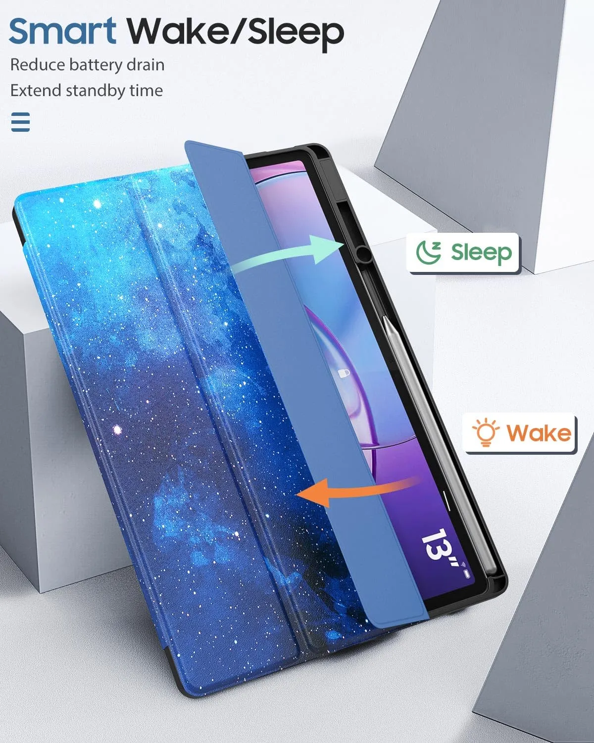 MoKo Cover per Lenovo Idea Tab Pro Gen 2 13" con Porta Penna, StellatoBlu - immagine 8