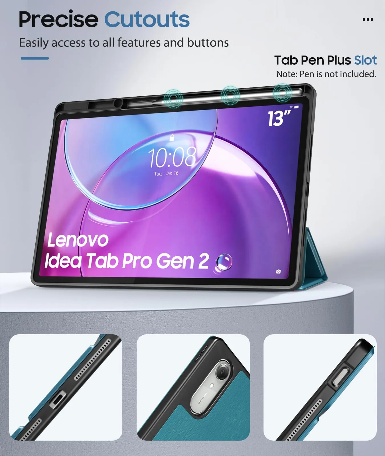 MoKo Cover per Lenovo Idea Tab Pro Gen 2 13" con Porta Penna, Blu Francese - immagine 4
