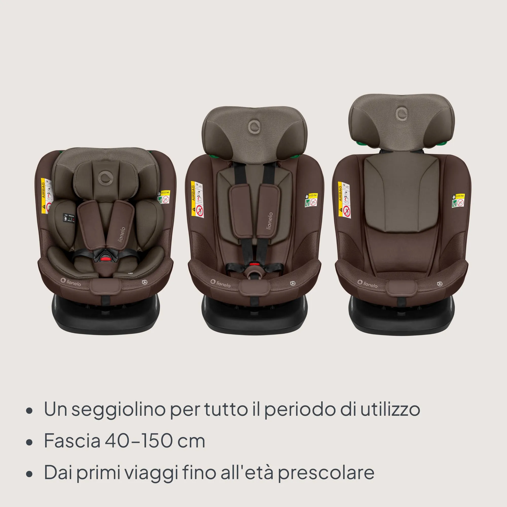 LIONELO Bastiaan i-Size Seggiolino Auto Evolutivo 4 in 1 40-150 cm ISOFIX - immagine 2