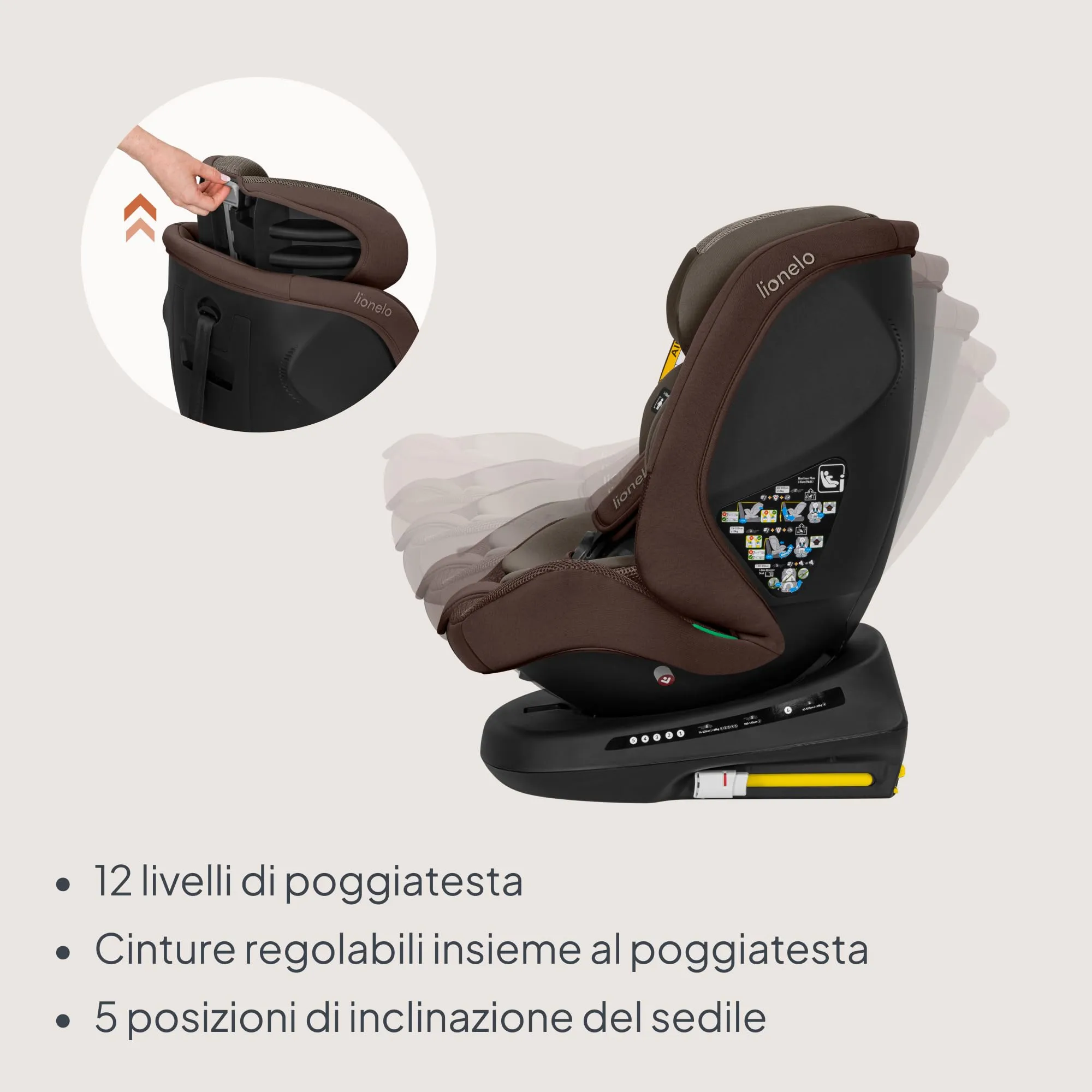 LIONELO Bastiaan i-Size Seggiolino Auto Evolutivo 4 in 1 40-150 cm ISOFIX - immagine 7