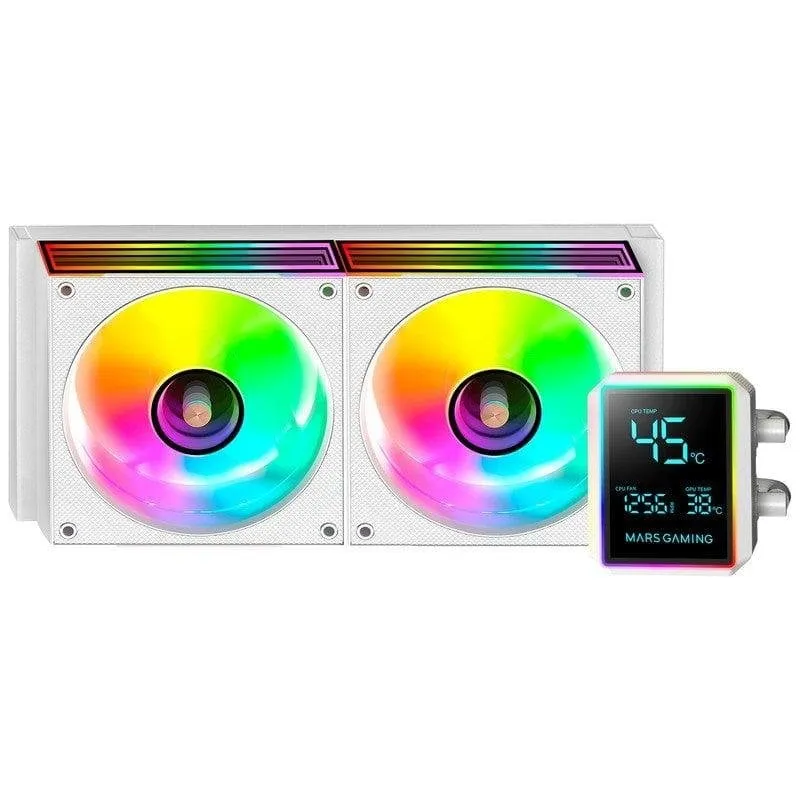 Refrigerazione Liquida Mars Gaming ML-LCDPRO240 240mm 2 Ventole ARGB Bianco - immagine 1