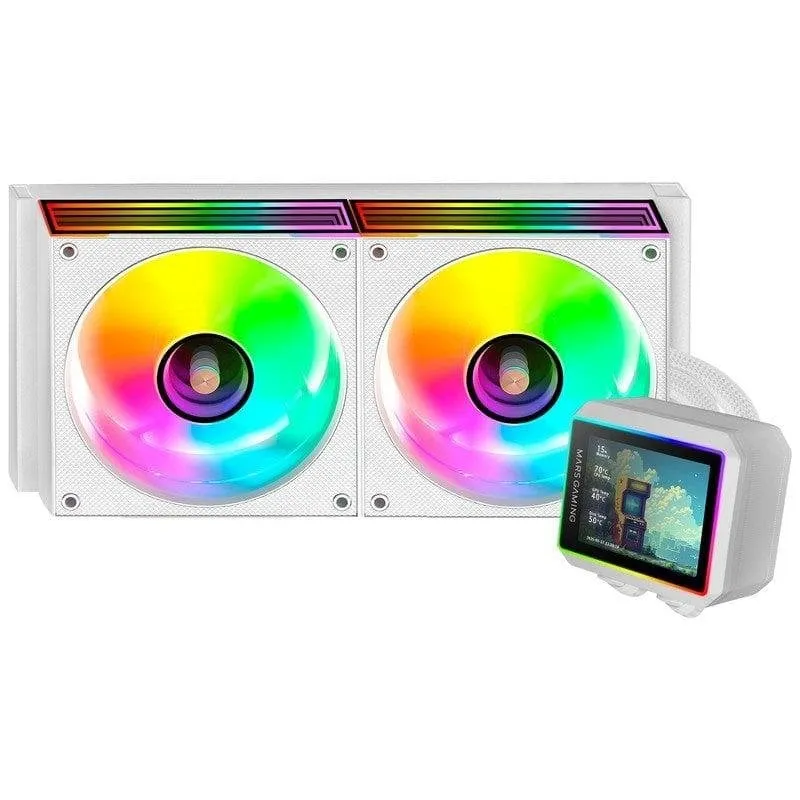 Refrigerazione Liquida Mars Gaming ML-VISIONII240 240mm 2 Ventole ARGB Bianco - immagine 1