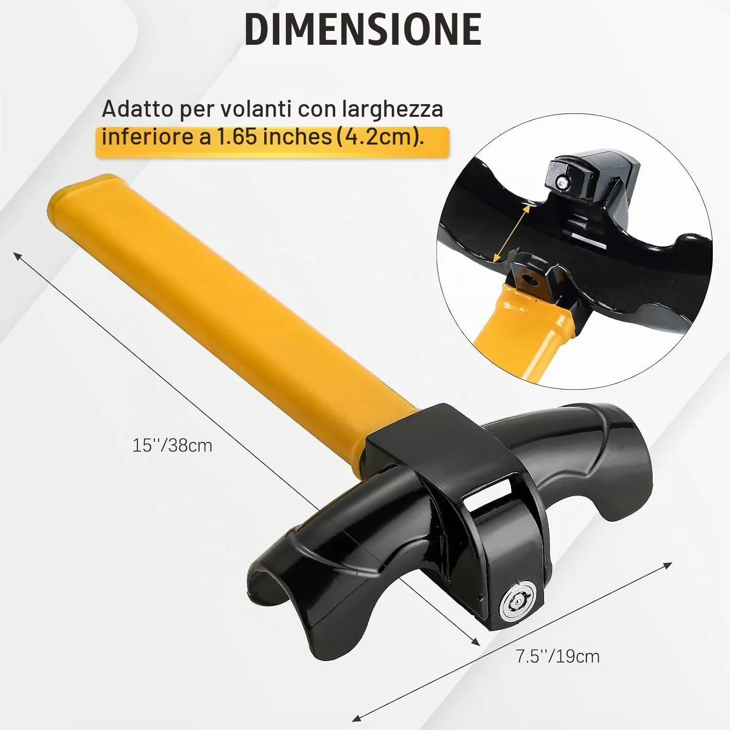 Frogetu Antifurto Auto Bloccasterzo Universale Bullock Blindosterzo Antifurto Meccanico per Auto Blocca Volante con 2 Chiavi Dispositivo di Bloccaggio per Automobile Furgoni SUV e Camion - immagine 2