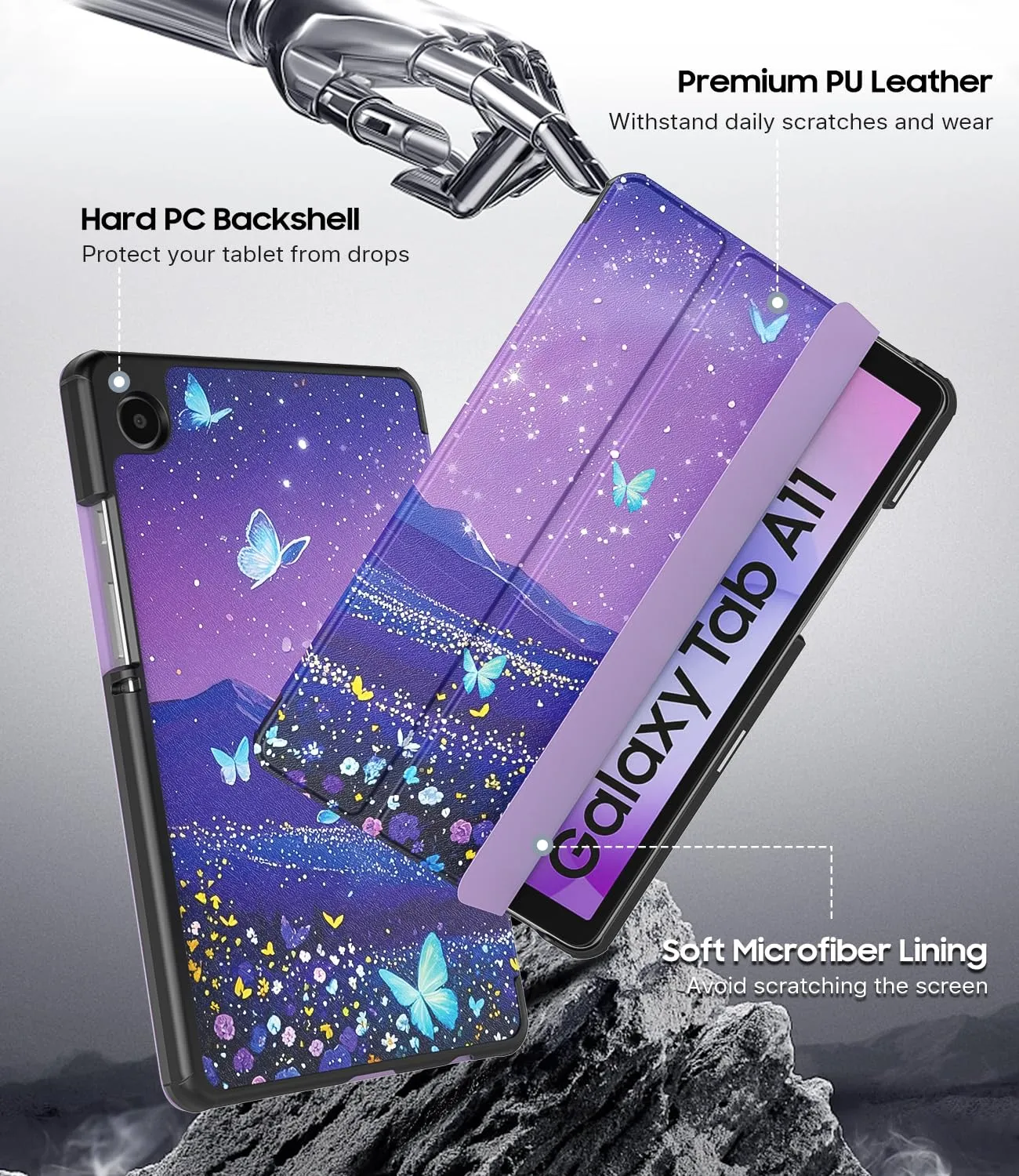 TiMOVO Cover per Samsung Galaxy Tab A11/A9 8,7 Pollici, Farfalla & Cielo - immagine 4
