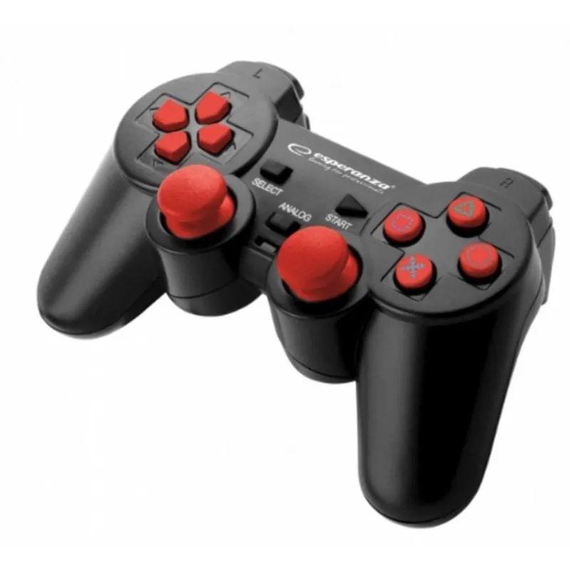 Gamepad Esperanza EGG106R PC Playstation 2 3 12 Pulsanti USB 2.0 Nero Rosso - immagine 1