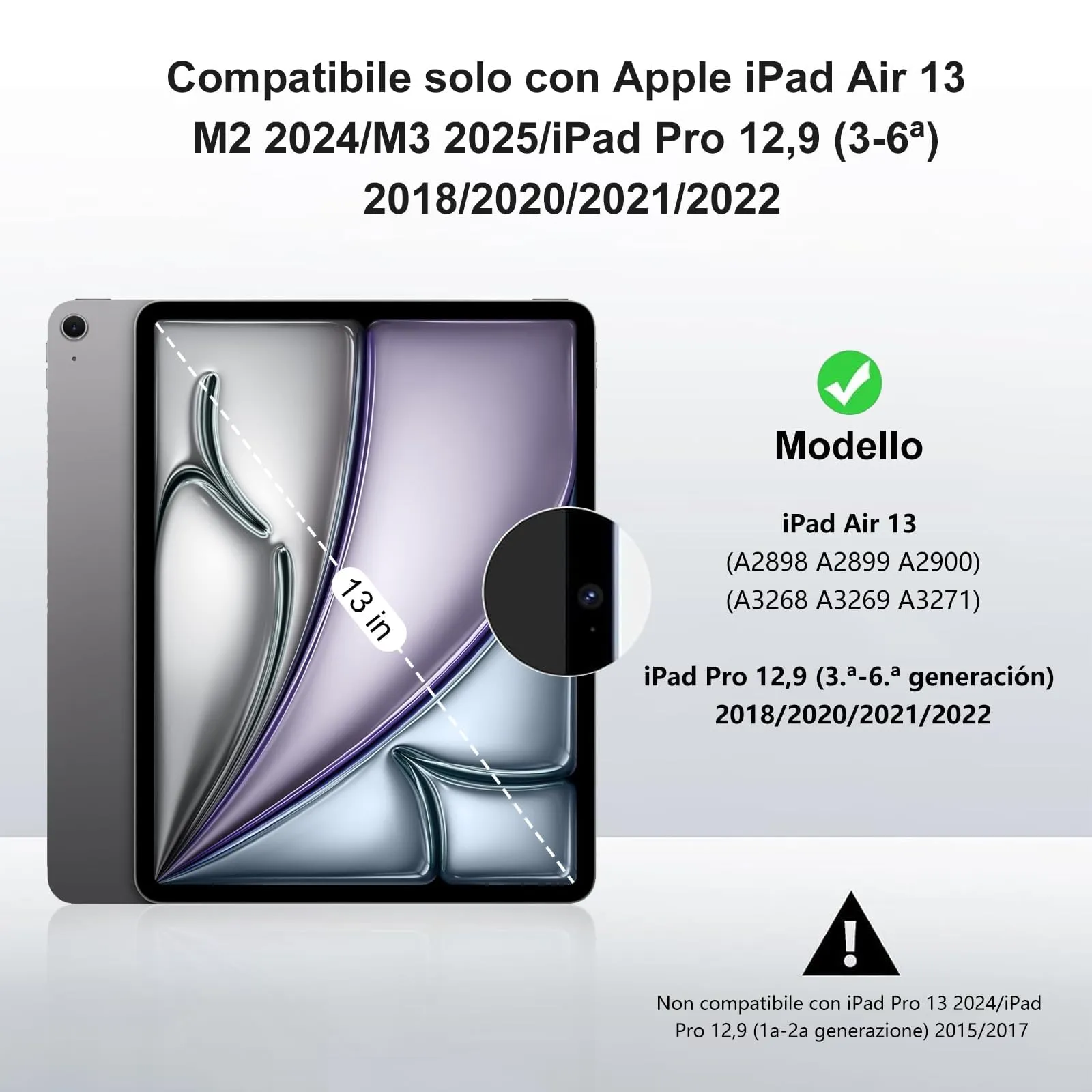 Tastiera per iPad Air 13 M4 2026/M3 2025/M2 2024/iPad Pro 12.9 3-6 Gen - immagine 2