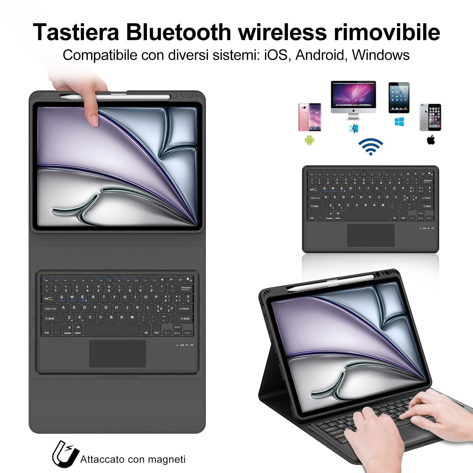 Tastiera per iPad Air 13 M4 2026/M3 2025/M2 2024/iPad Pro 12.9 3-6 Gen - immagine 3