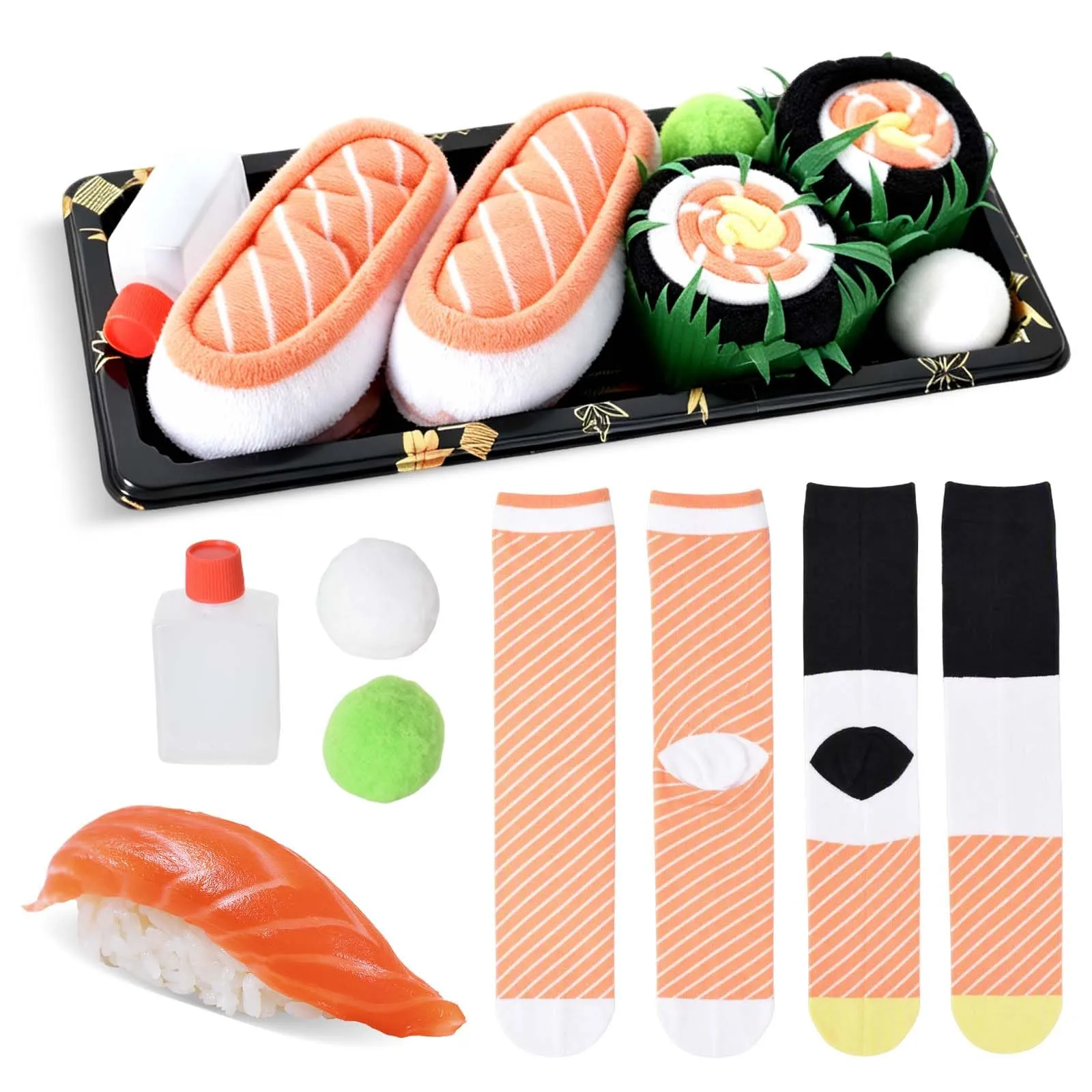 2 Paia di Calzini Divertenti a Forma di Sushi, Regali Creativi - immagine 1