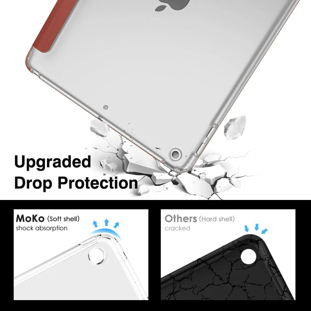 MoKo Cover per iPad 9a/8a/7a Gen 10,2" 2021/2020/2019, Venato Marrone - immagine 3