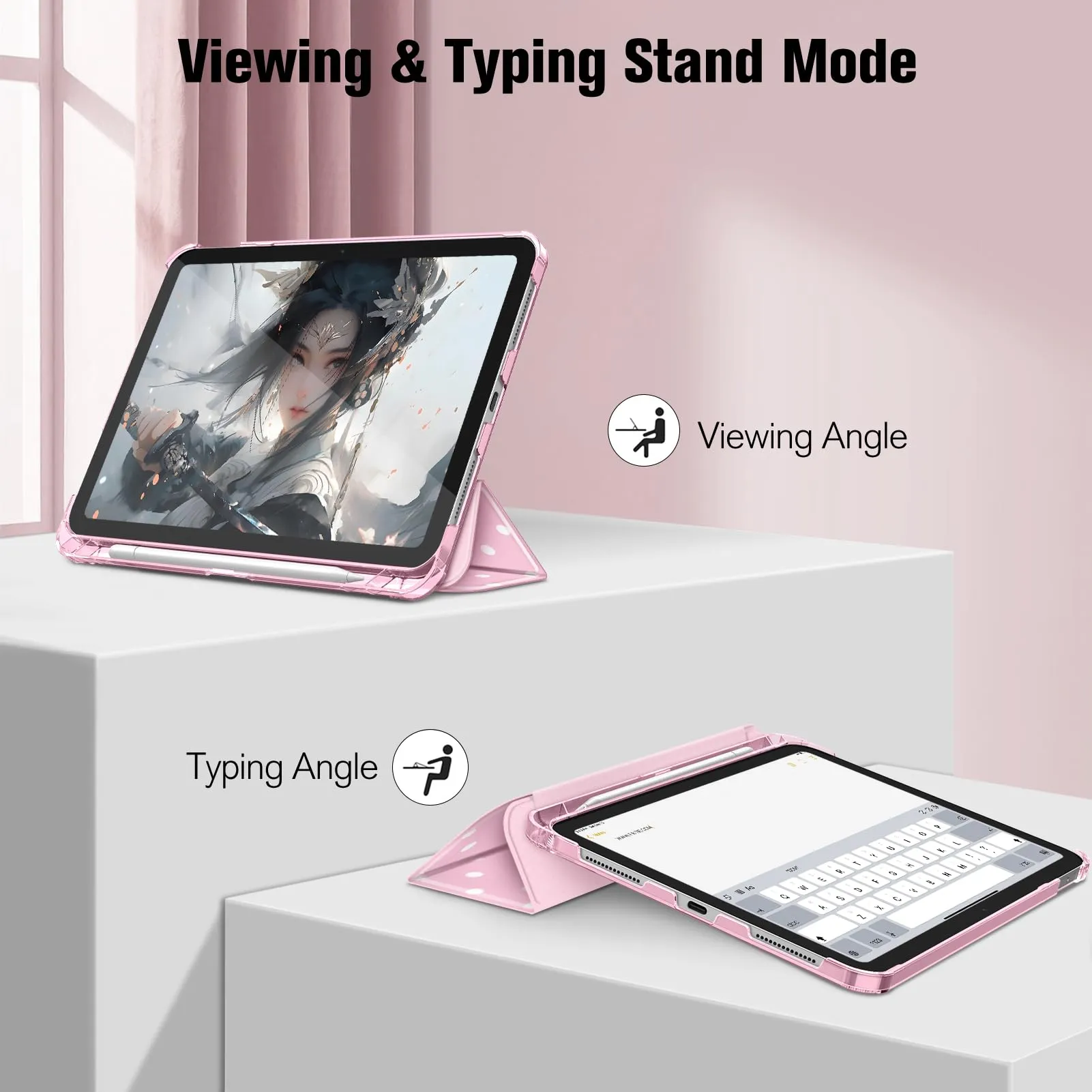 FINTIE Cover per iPad (A16) 11ª Gen 11" (2025) / iPad 10ª Gen 10.9" (2022) (Rosa Pois) - immagine 3