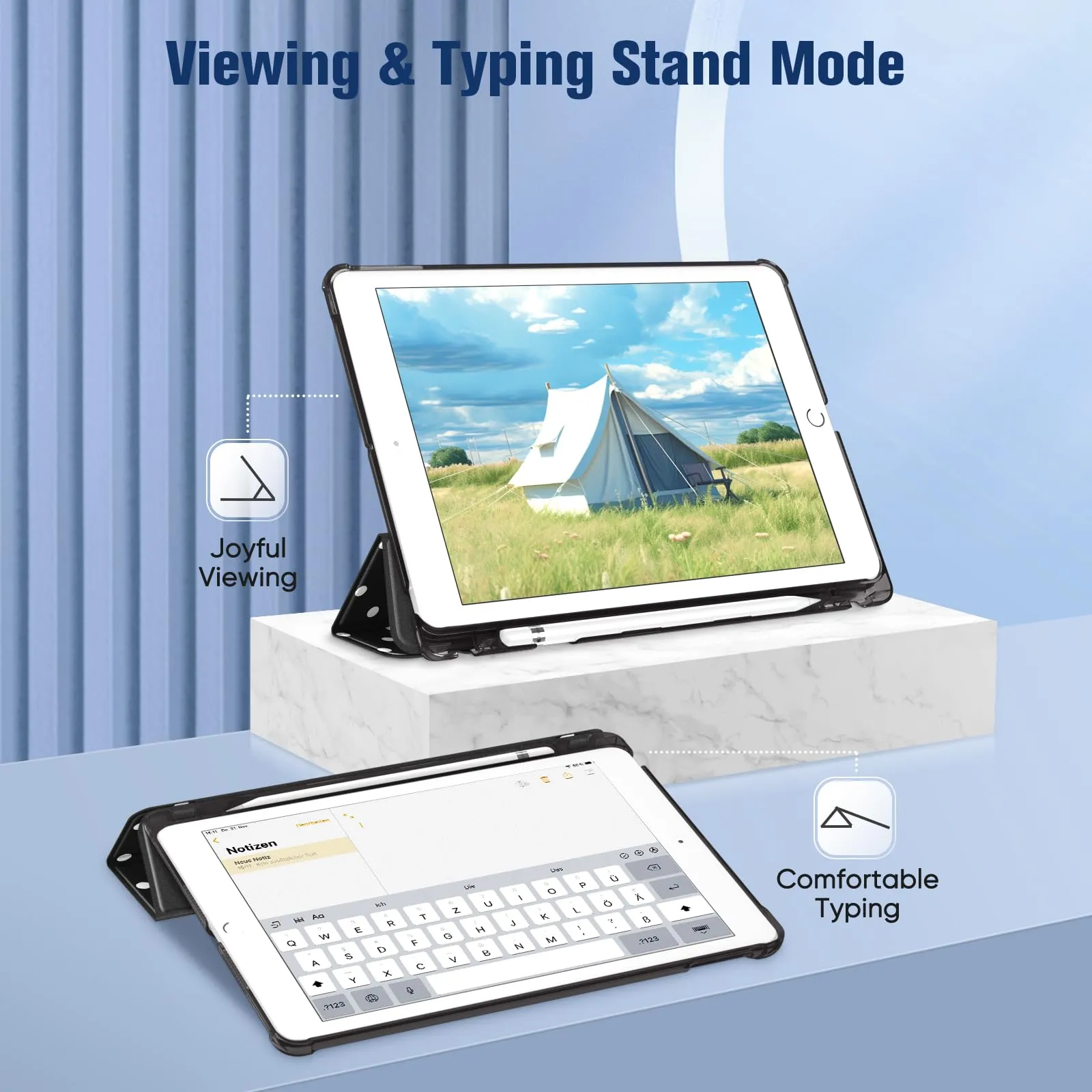FINTIE Cover per iPad 9a/8a/7a Generazione 10,2 Pollici (2021/2020/2019) (Z-Pois Bianco) - immagine 3