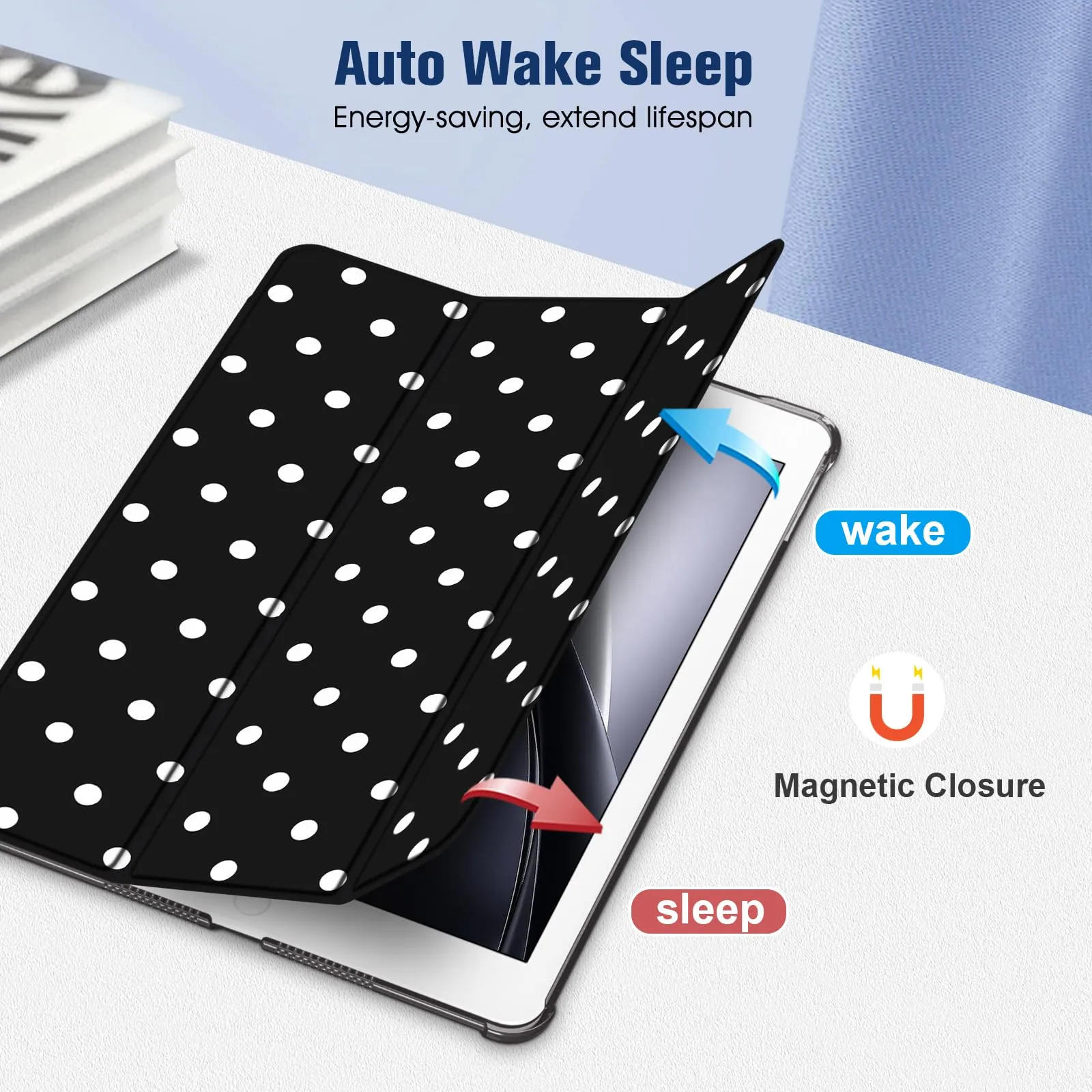 FINTIE Cover per iPad 9a/8a/7a Generazione 10,2 Pollici (2021/2020/2019) (Z-Pois Bianco) - immagine 8