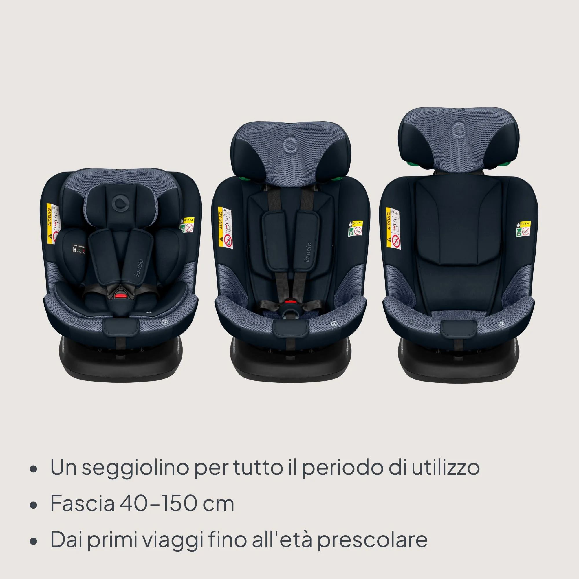 LIONELO Bastiaan i-Size Seggiolino Auto Evolutivo 4 in 1 40-150 cm ISOFIX - immagine 2