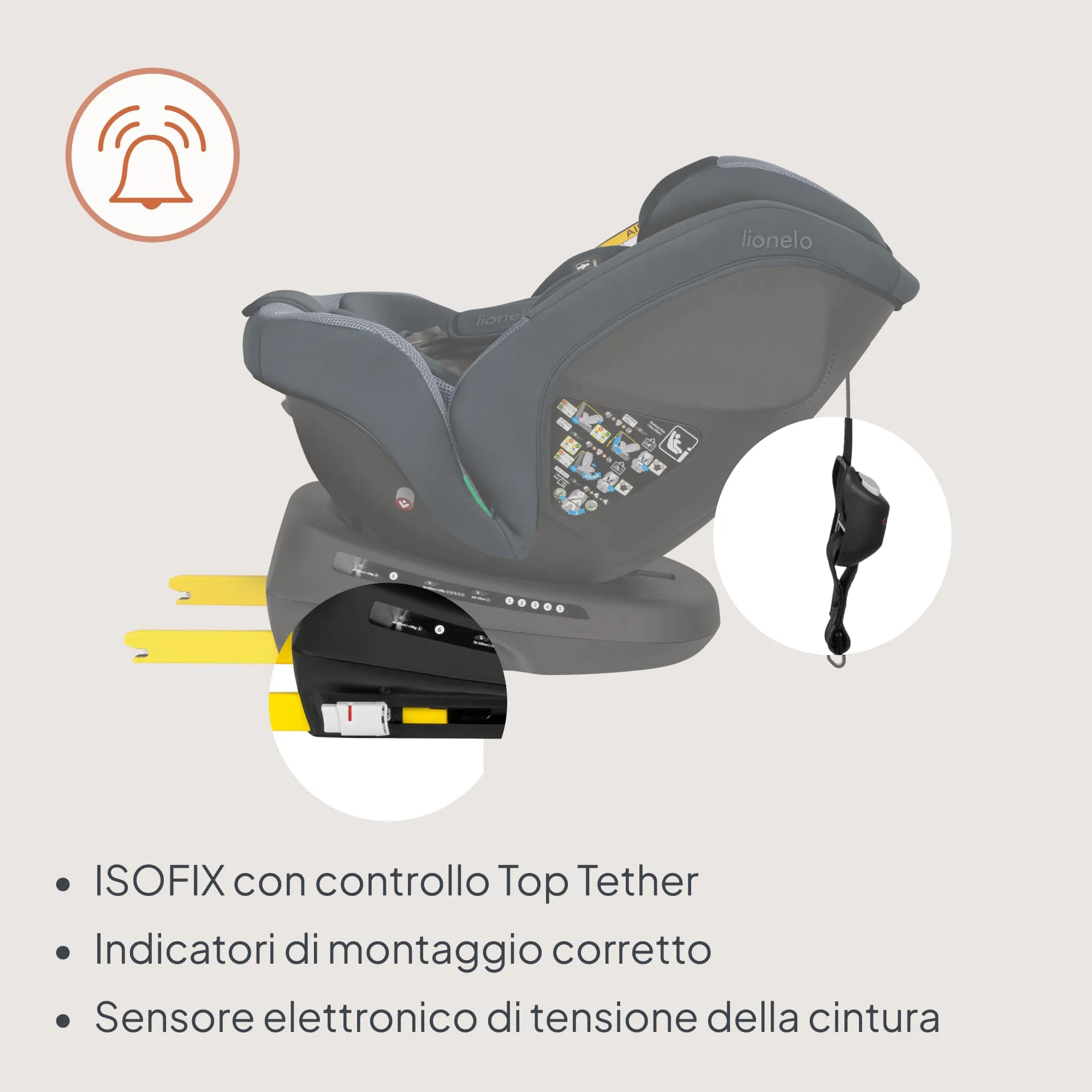 LIONELO Bastiaan i-Size Seggiolino Auto Evolutivo 4 in 1 40-150 cm ISOFIX - immagine 3