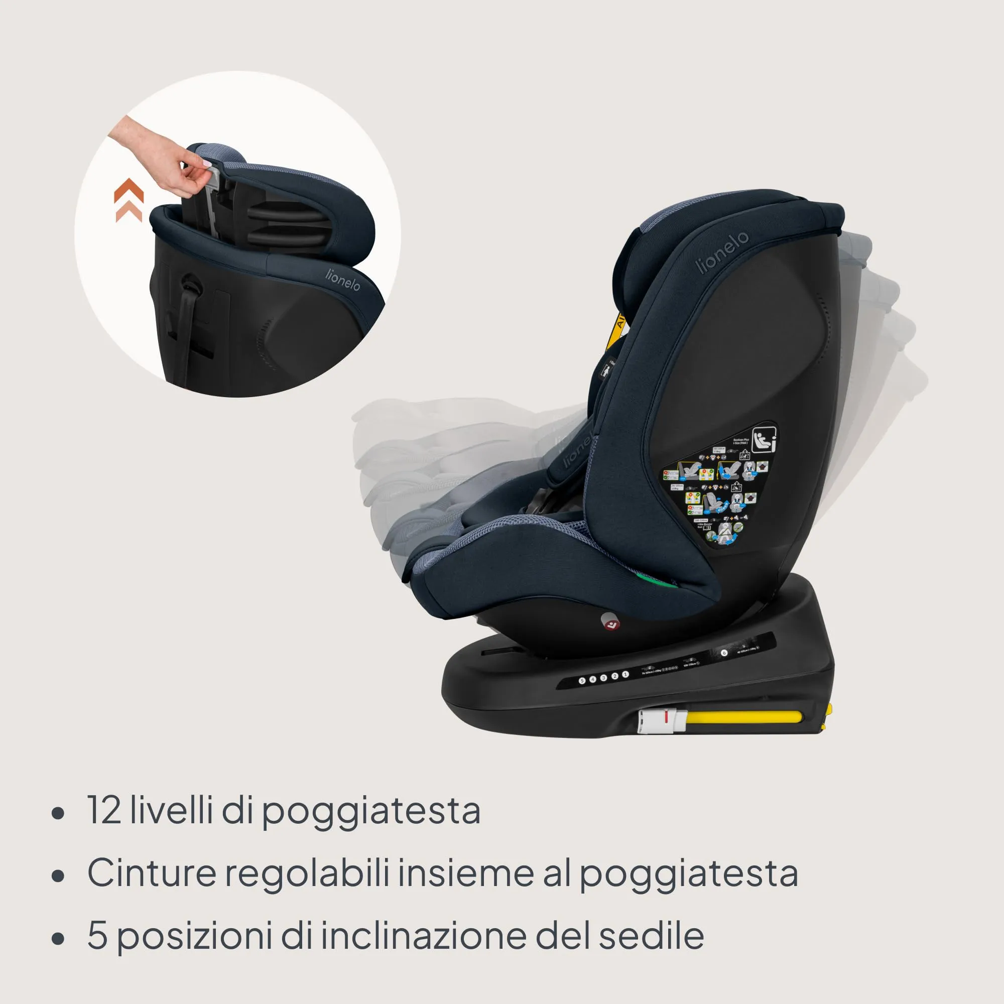 LIONELO Bastiaan i-Size Seggiolino Auto Evolutivo 4 in 1 40-150 cm ISOFIX - immagine 7
