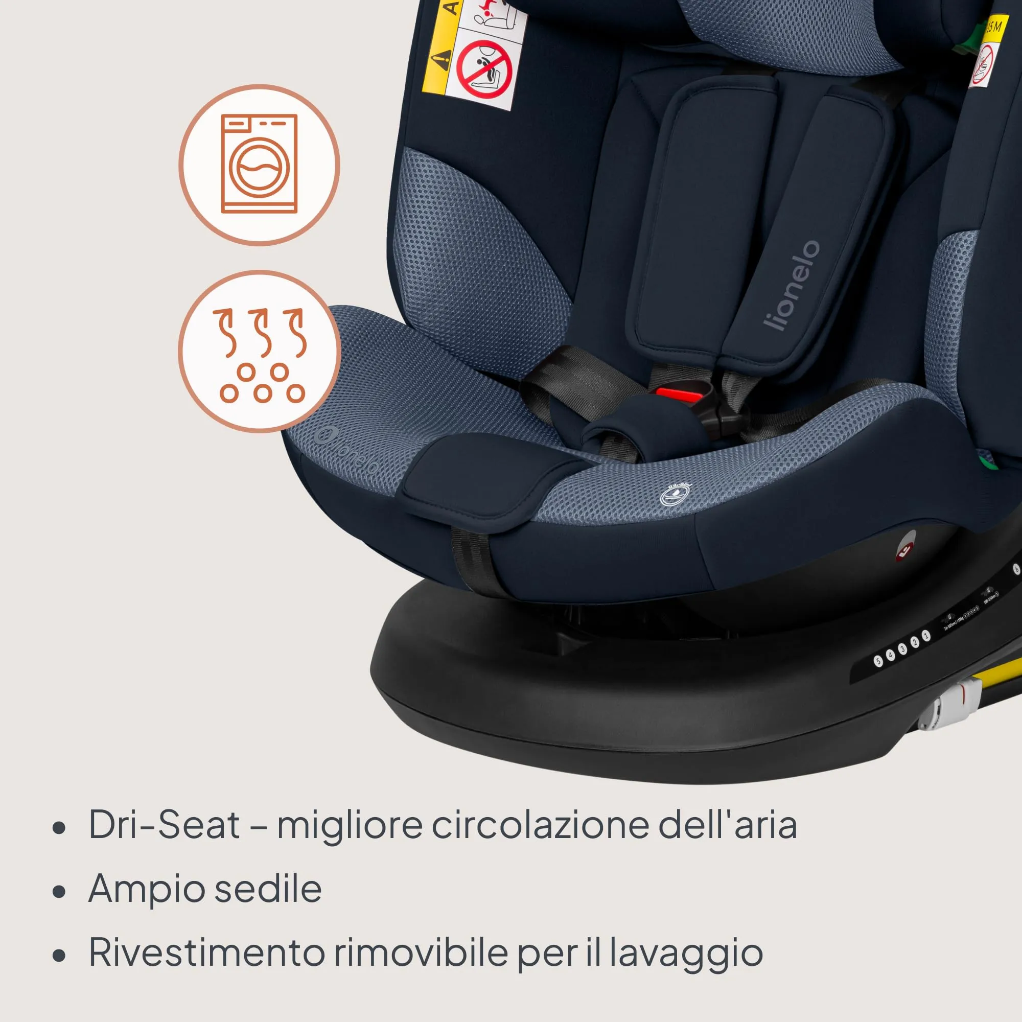 LIONELO Bastiaan i-Size Seggiolino Auto Evolutivo 4 in 1 40-150 cm ISOFIX - immagine 8