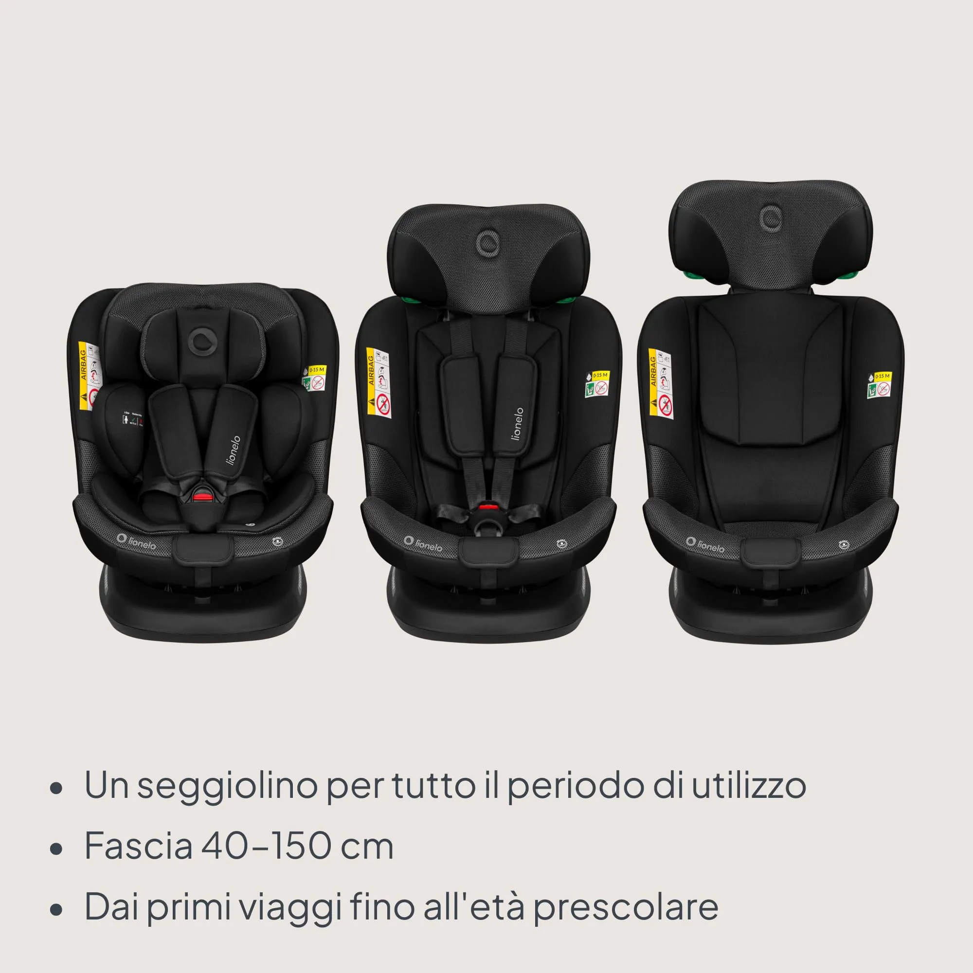 LIONELO Bastiaan i-Size Seggiolino Auto Evolutivo 4 in 1 40-150 cm ISOFIX - immagine 2