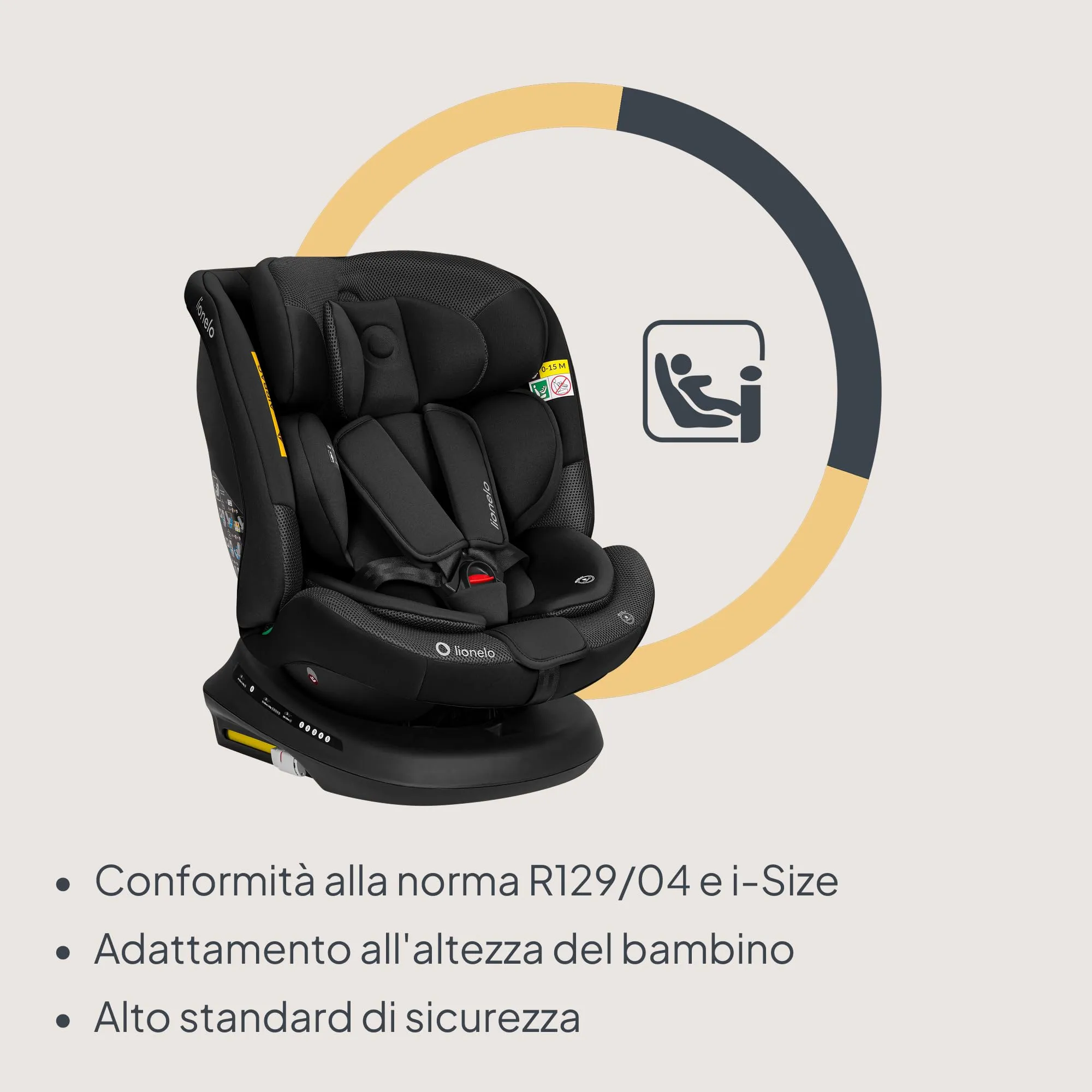 LIONELO Bastiaan i-Size Seggiolino Auto Evolutivo 4 in 1 40-150 cm ISOFIX - immagine 6