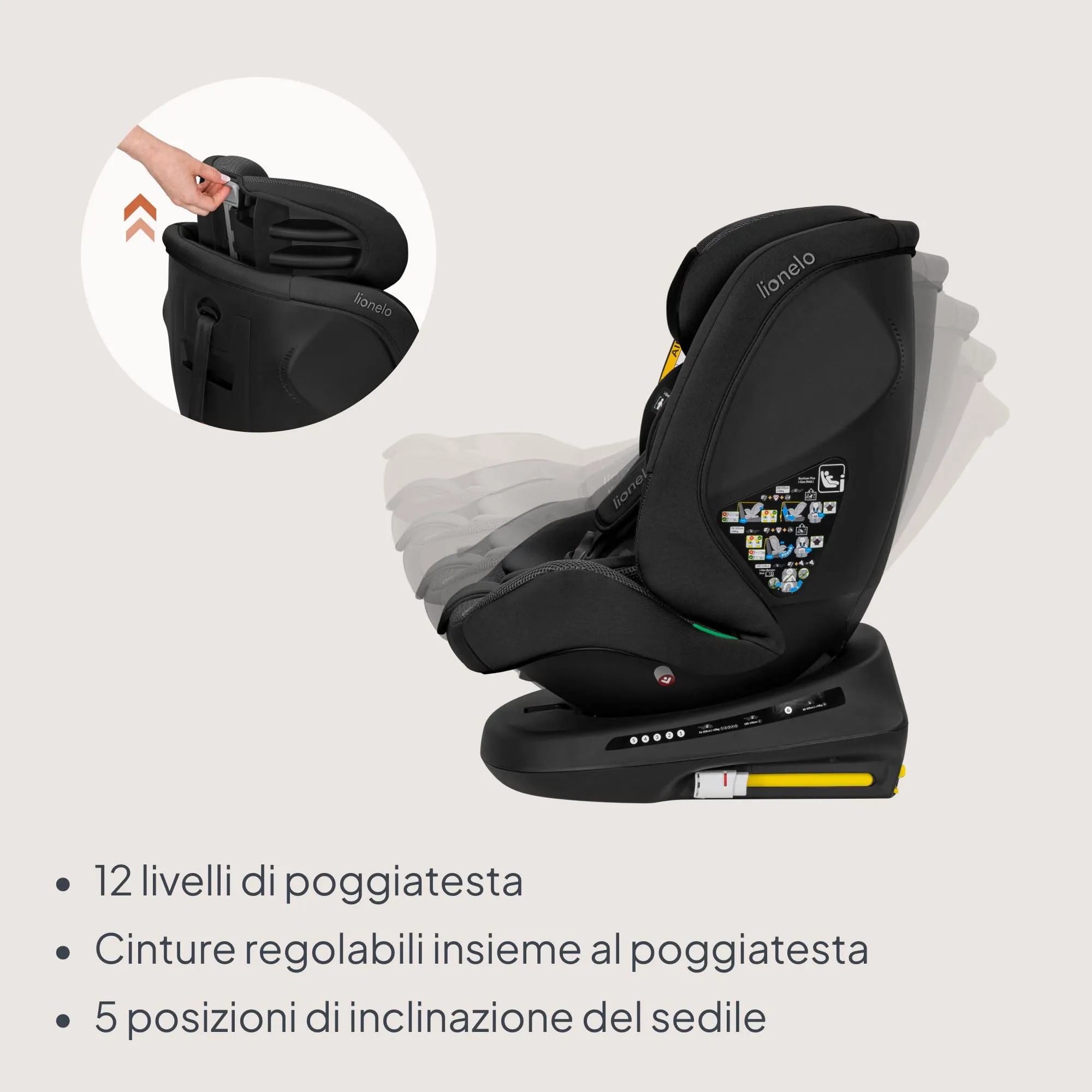 LIONELO Bastiaan i-Size Seggiolino Auto Evolutivo 4 in 1 40-150 cm ISOFIX - immagine 7
