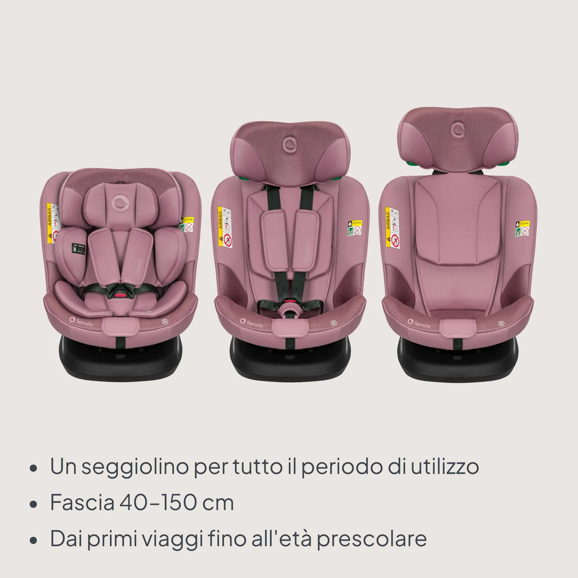 LIONELO Bastiaan i-Size Seggiolino Auto Evolutivo 4 in 1 40-150 cm ISOFIX - immagine 2