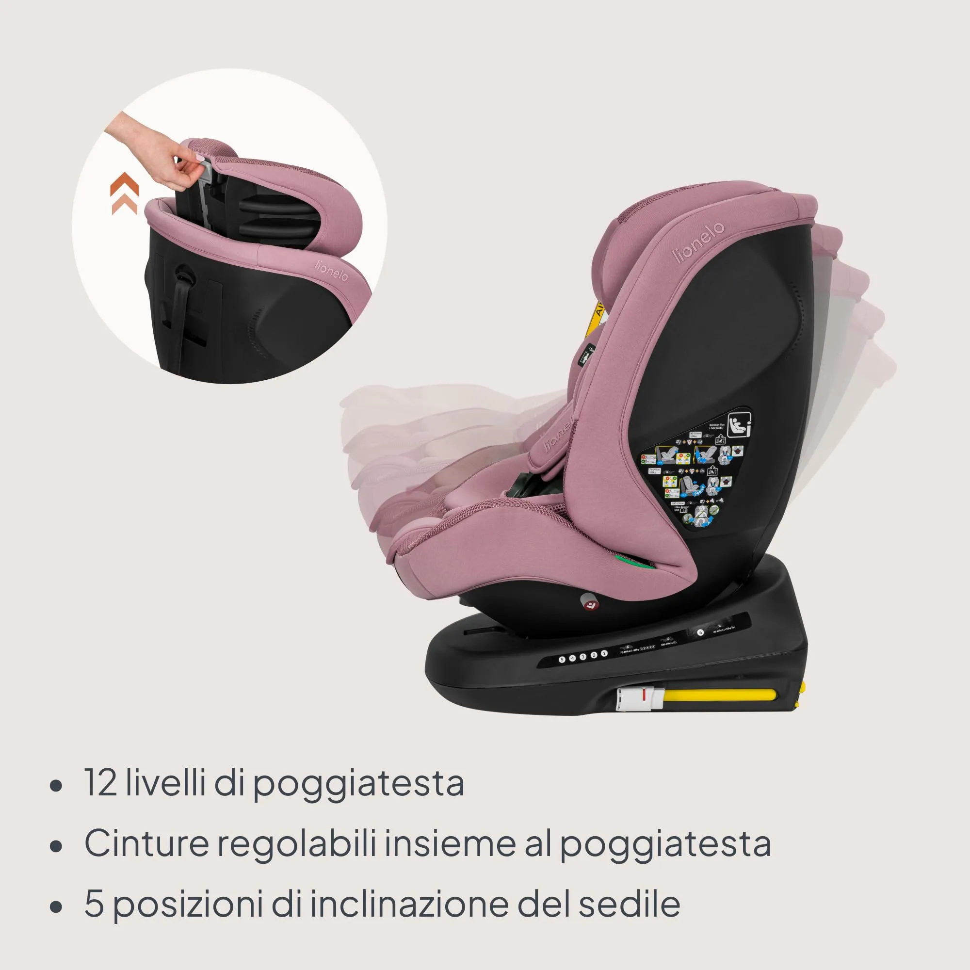 LIONELO Bastiaan i-Size Seggiolino Auto Evolutivo 4 in 1 40-150 cm ISOFIX - immagine 7