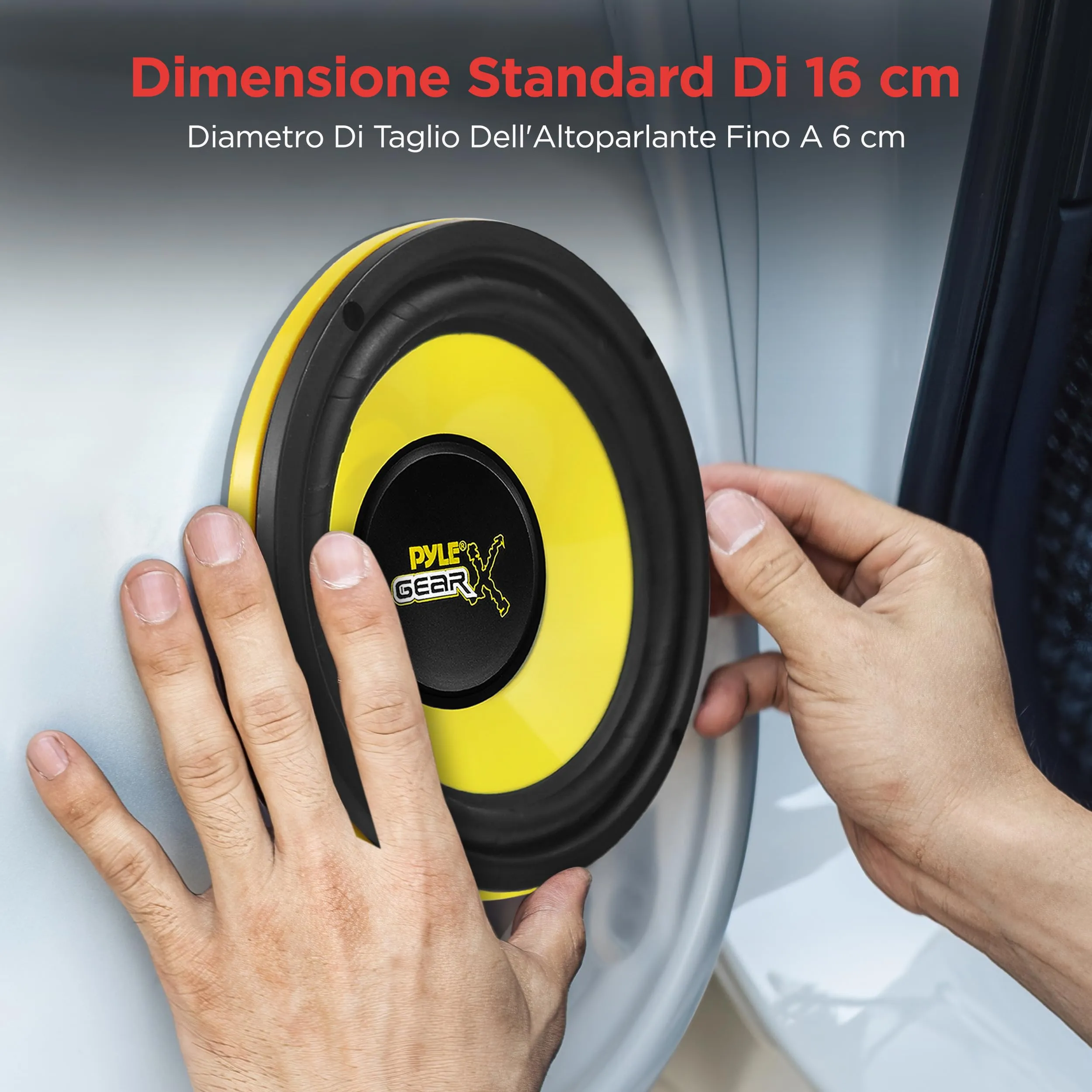 Pyle Altoparlanti Auto Woofer 16,5 Centimetri, Casse Audio 300 Watt Potenza Picco, 4 Ohm Impedenza, Risposta Frequenza 60-20KHz per Stereo Auto, Giallo - immagine 3