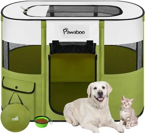 Pawaboo Recinto Portatile per Cani in Tessuto Oxford 600D, Avocado Verde, L - immagine 1