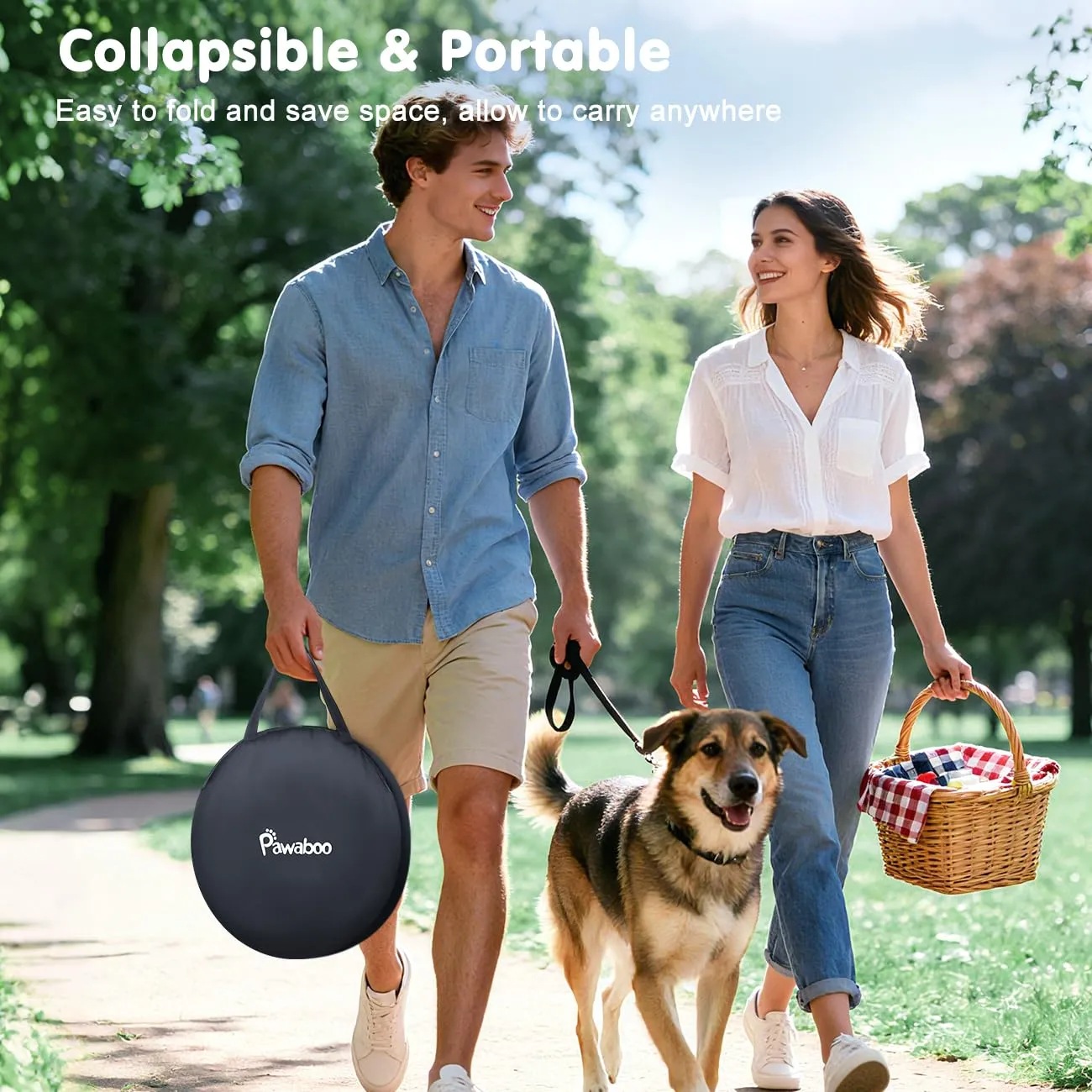 Pawaboo Recinto Portatile per Cani in Tessuto Oxford 600D, M, Mimetico Nero - immagine 7