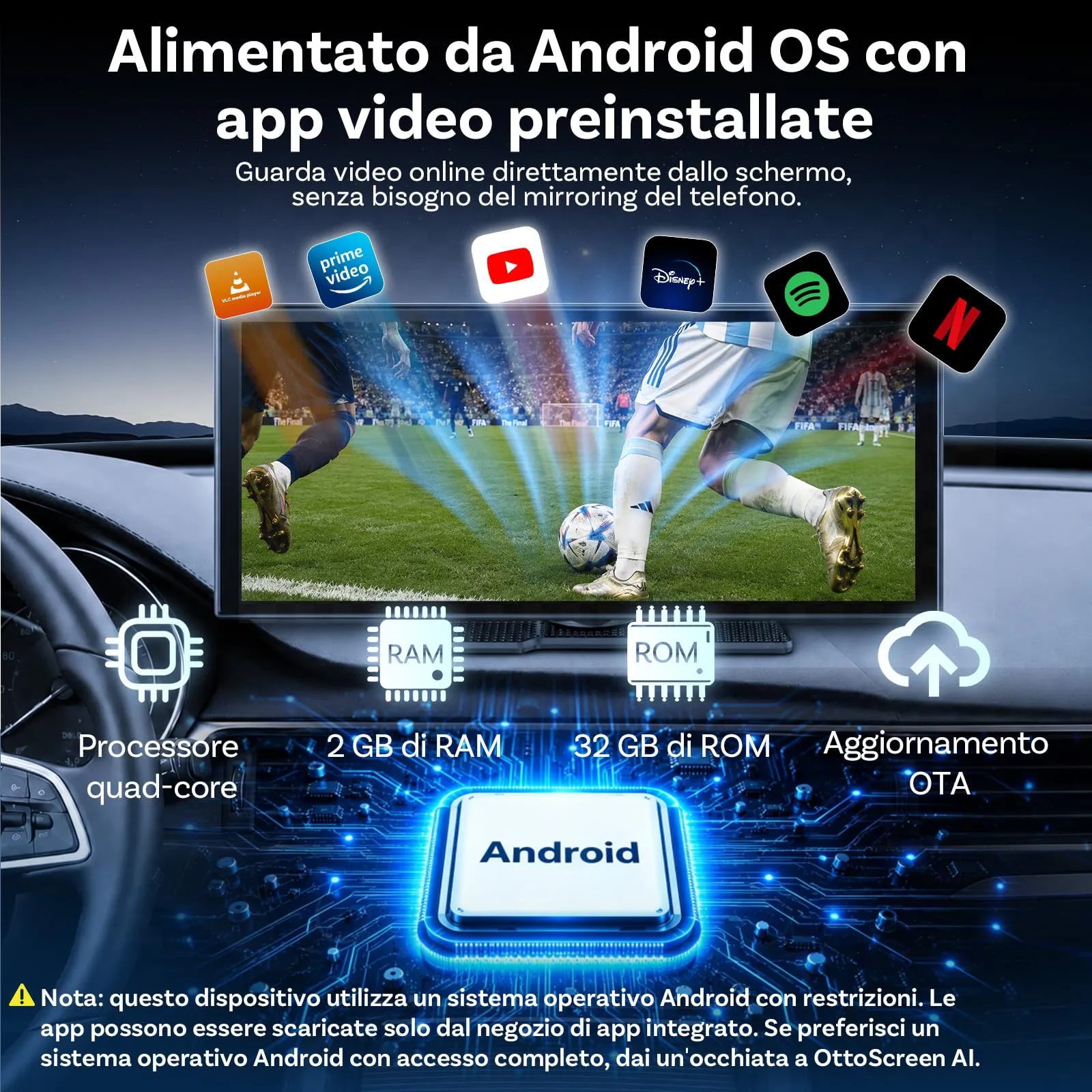 OTTOCAST ScreenFlow PRO Schermo per Auto 11,4 Pollici CarPlay Android Auto - immagine 2