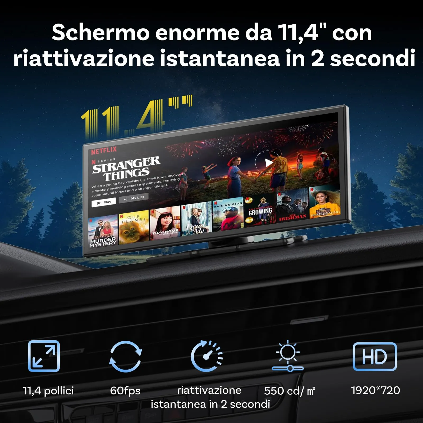 OTTOCAST ScreenFlow PRO Schermo per Auto 11,4 Pollici CarPlay Android Auto - immagine 4
